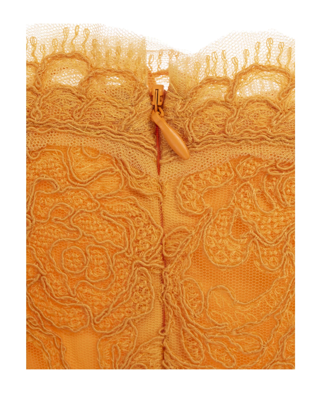 Ermanno Scervino Yellow-orange Floral Lace Mini Skirt - Yellow