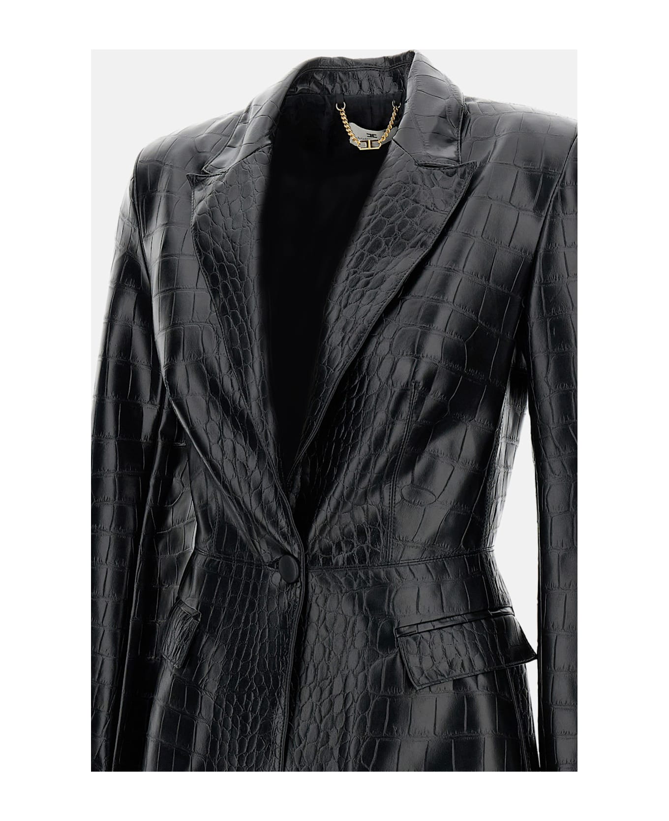 Elisabetta Franchi Crocodile Print Blazer - Black