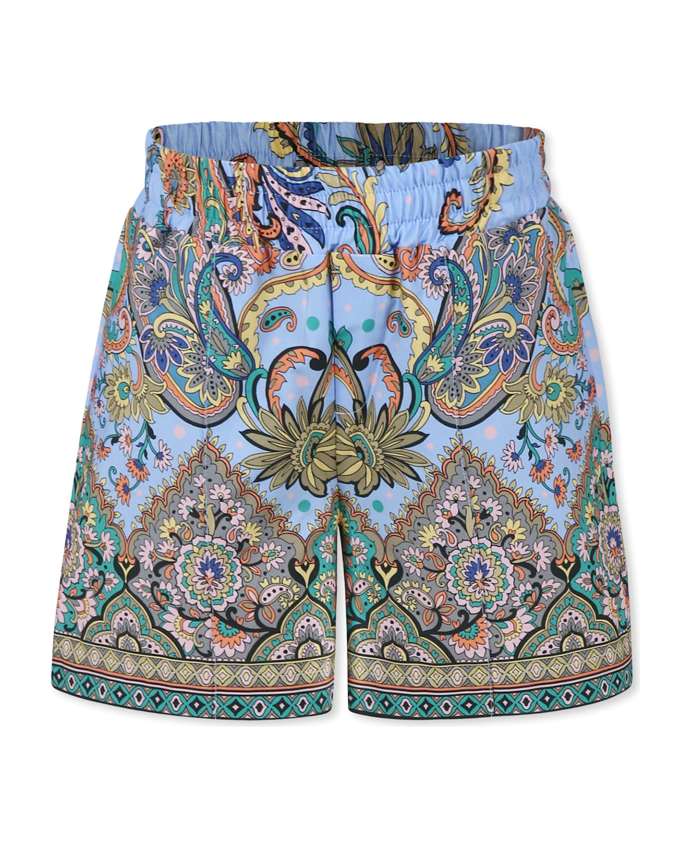 Etro Light Blue Shorts For Boy With Paisley Pattern - Light Blue