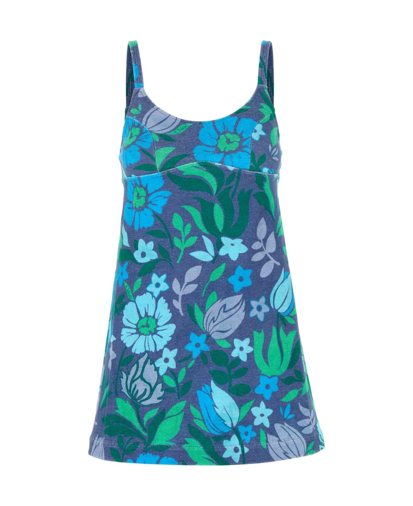 Chloé Printed Terry Fabric Mini Dress - MULTICOLORBLUE1