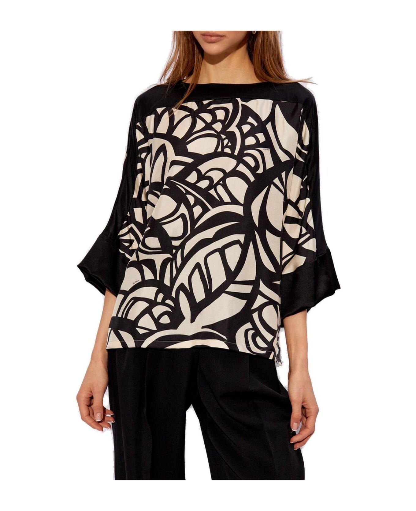 Max Mara All-over Printed Long-sleeved Top - White