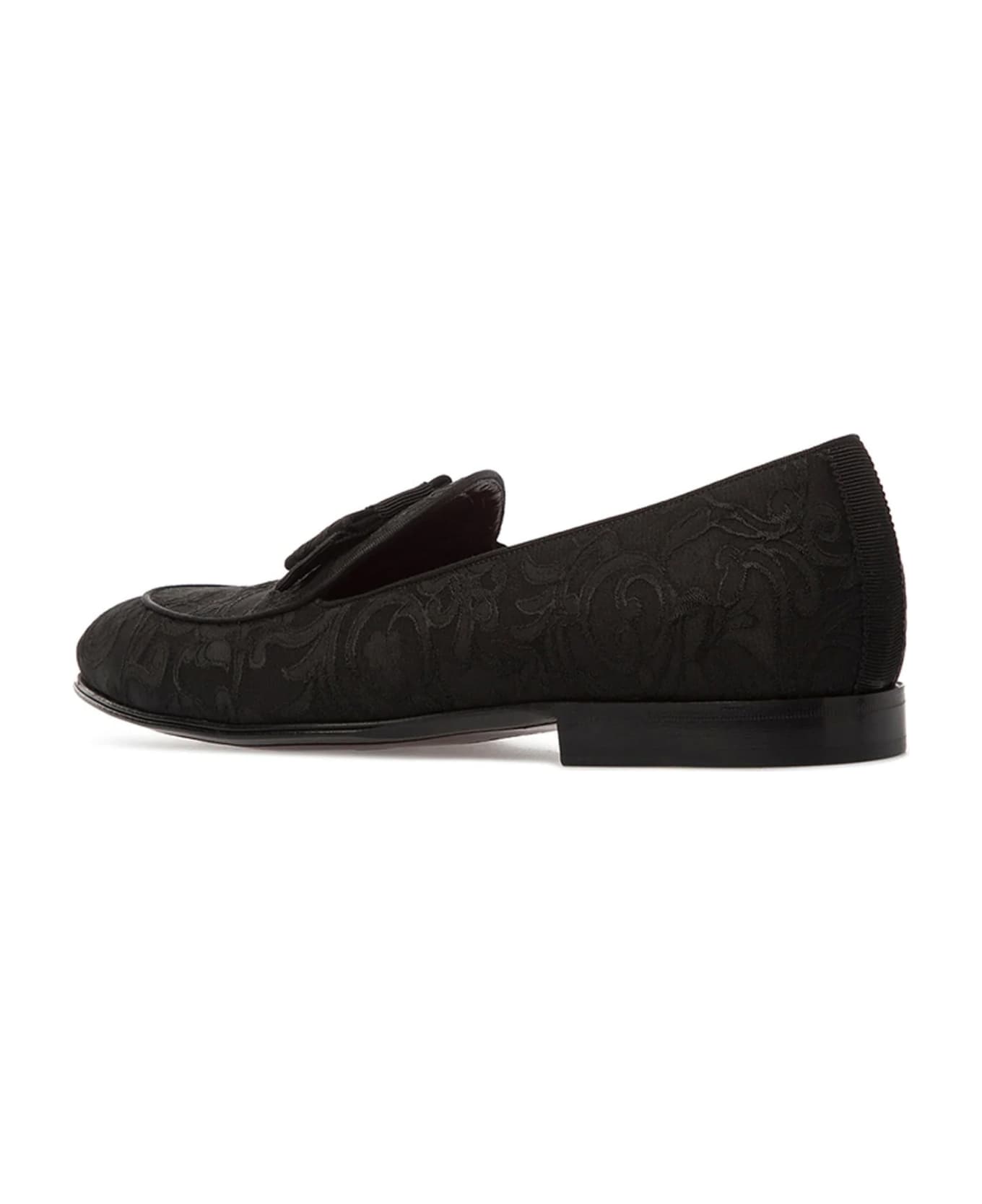 Dolce & Gabbana Baroque Jacquard Loafers - Black ローファー＆デッキシューズ