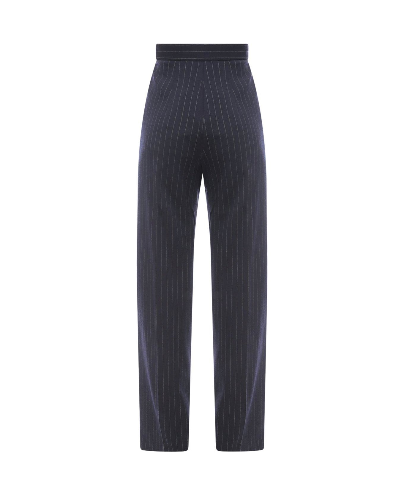 Max Mara High-waisted Chalk-stripe Jersey Trousers - Blu ボトムス