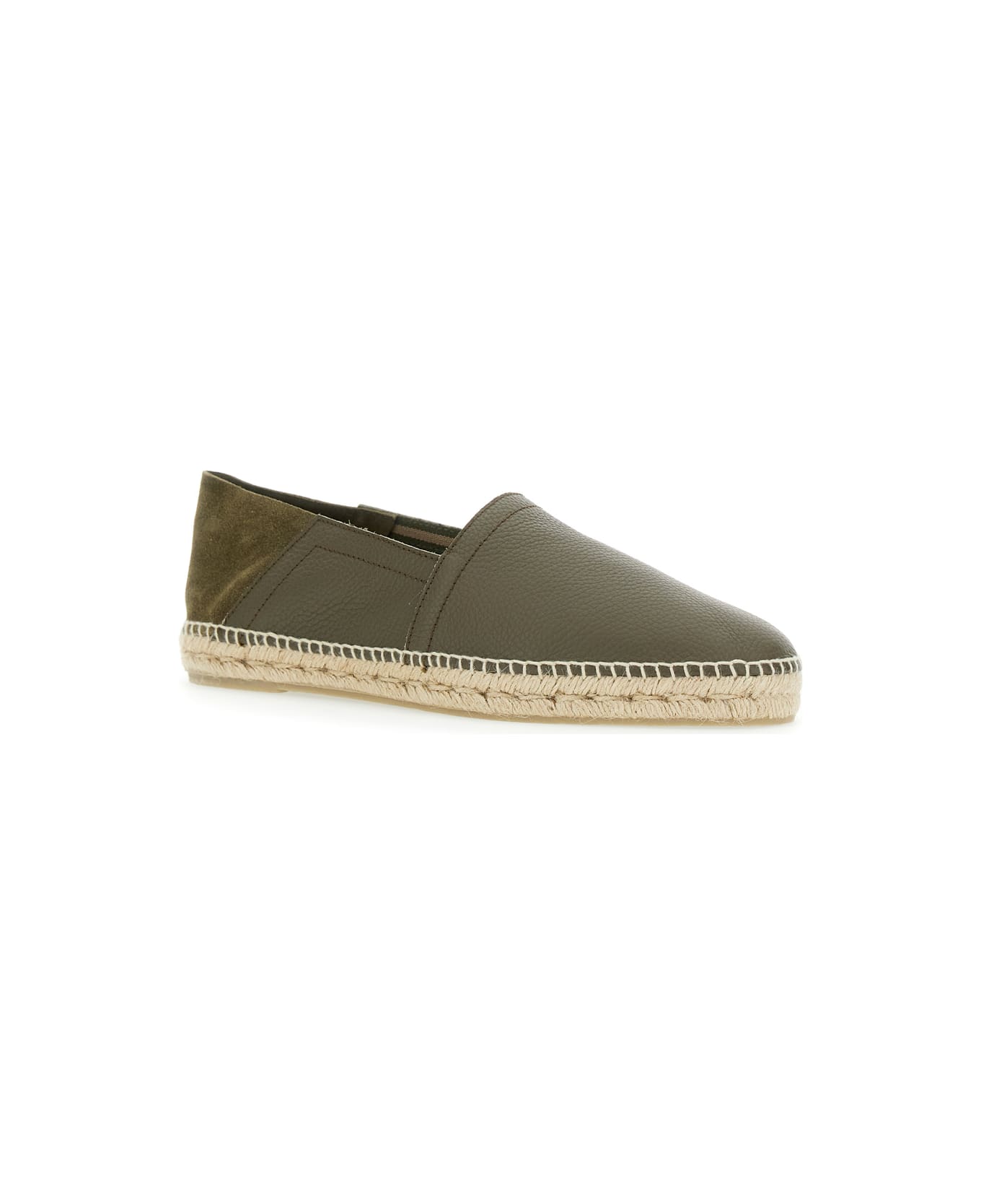 Castañer 
polo
 Green Espadrillas With Braided Raphia Sole In Leather Man - Green