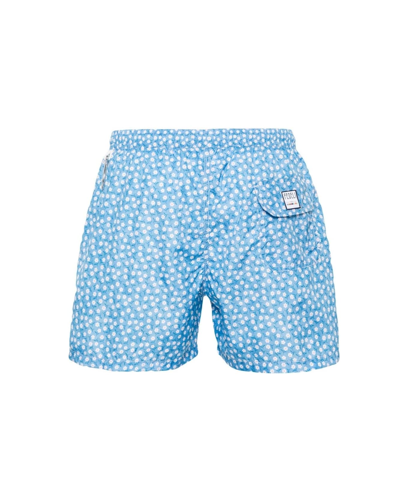 Fedeli Light Blue Swim Shorts With Micro Daisy Pattern - Blue スイムトランクス