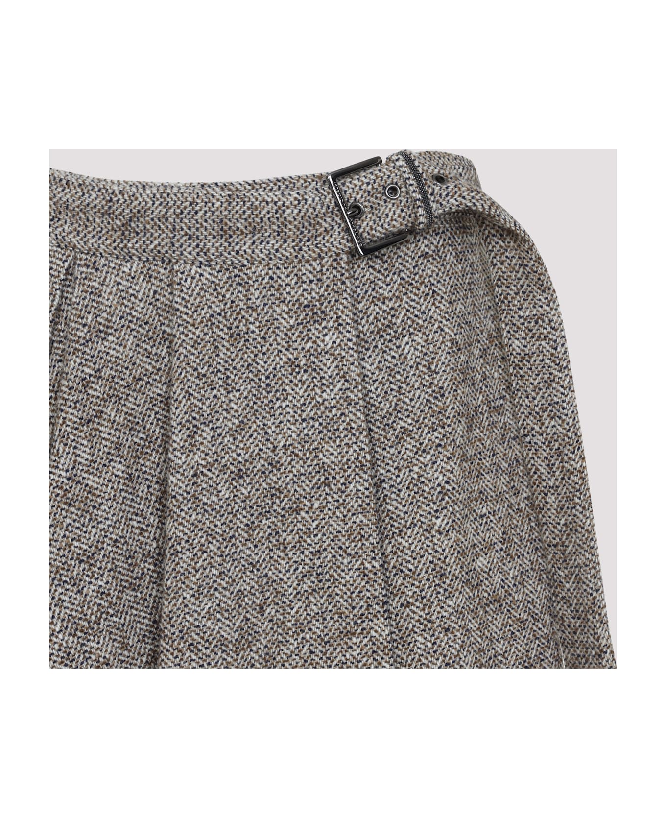 Brunello Cucinelli Kilt Skirt - Ocra Panama Nero スカート