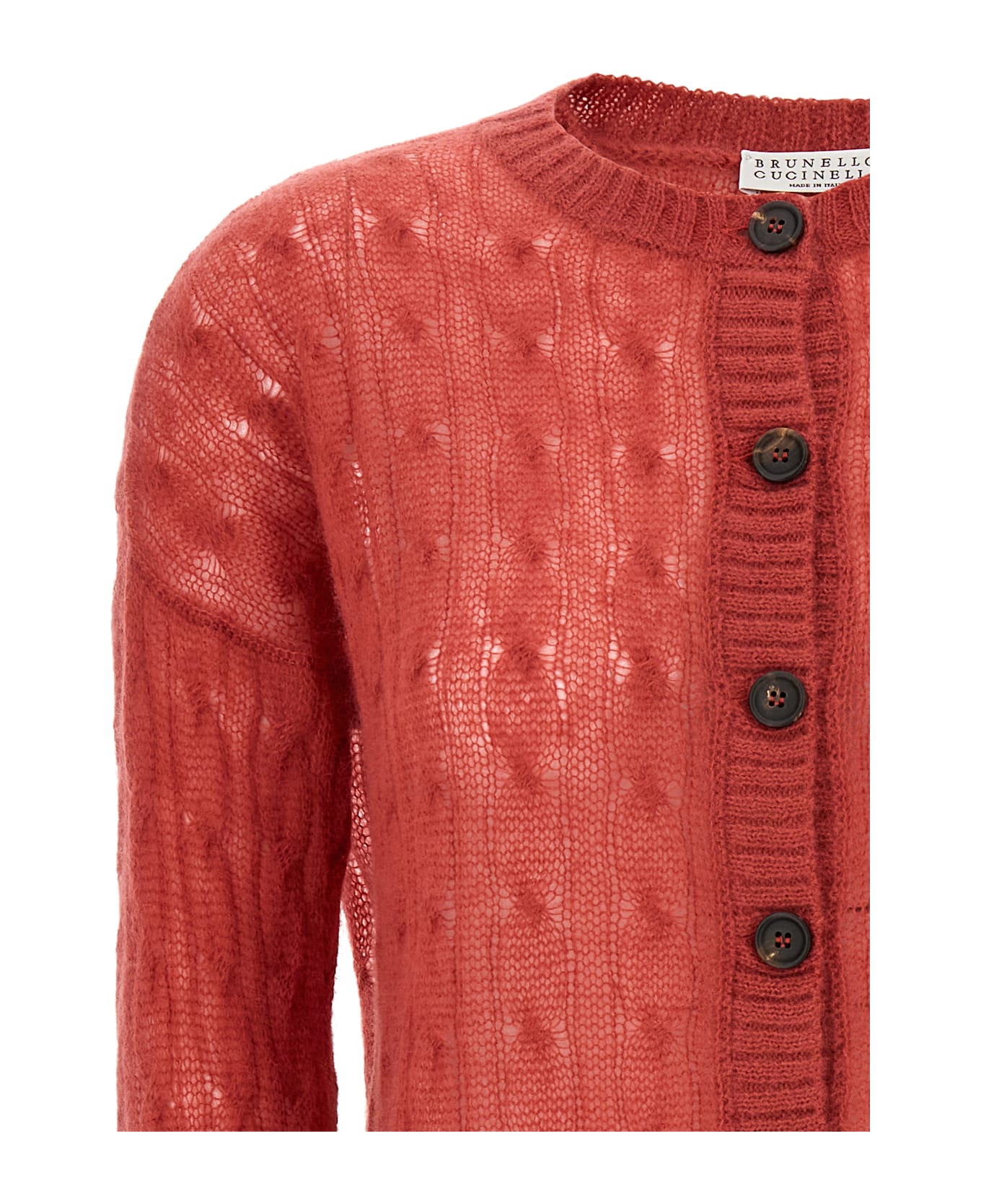 Brunello Cucinelli Braid Knit Cardigan - Red