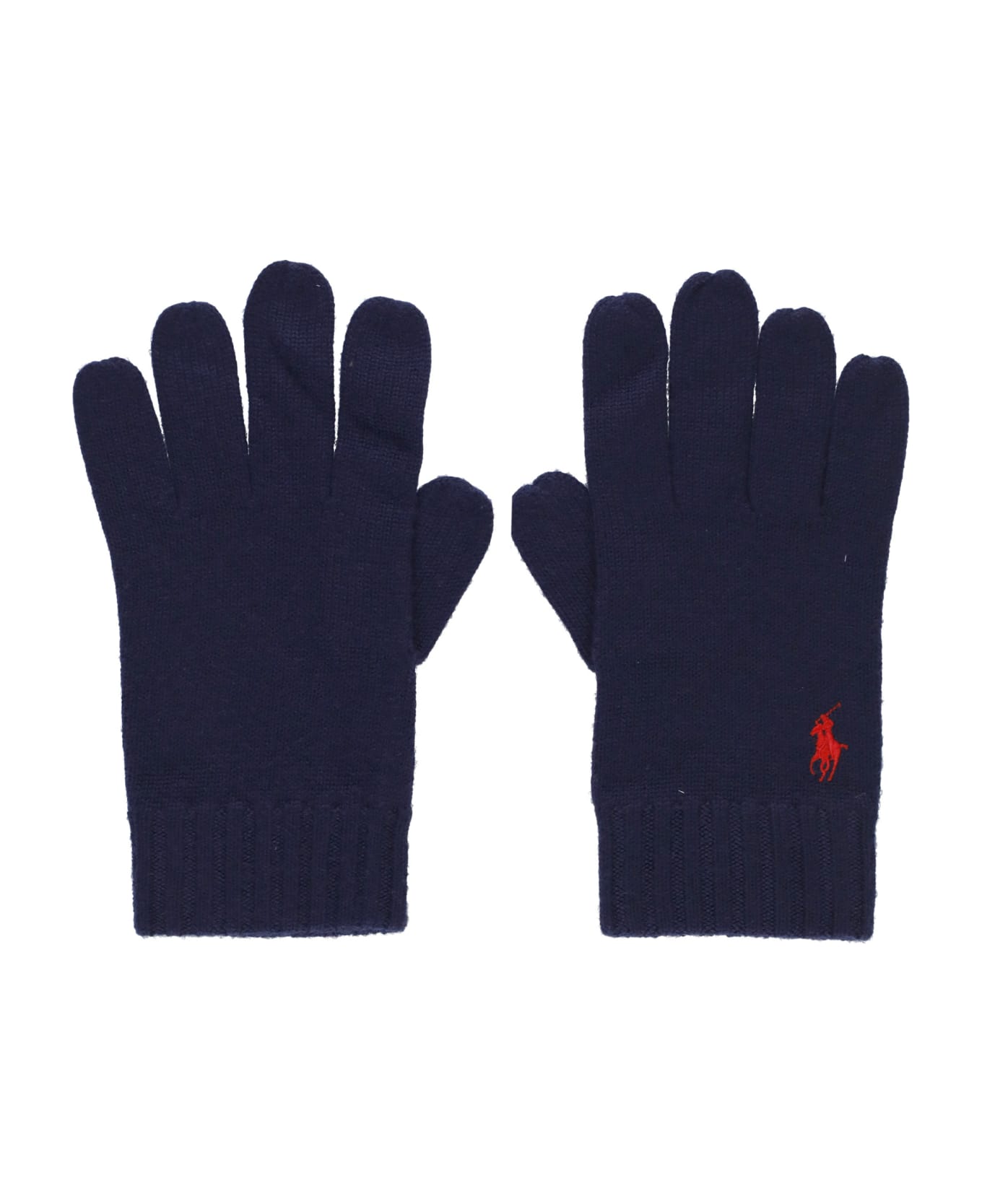 Polo Ralph Lauren Logo Embroidered Knitted Gloves - Blue