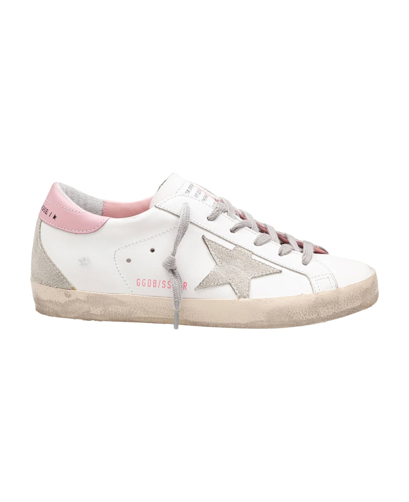 Golden Goose Super Star Sneakers In White And Pink Leather - White/Ice/light pink