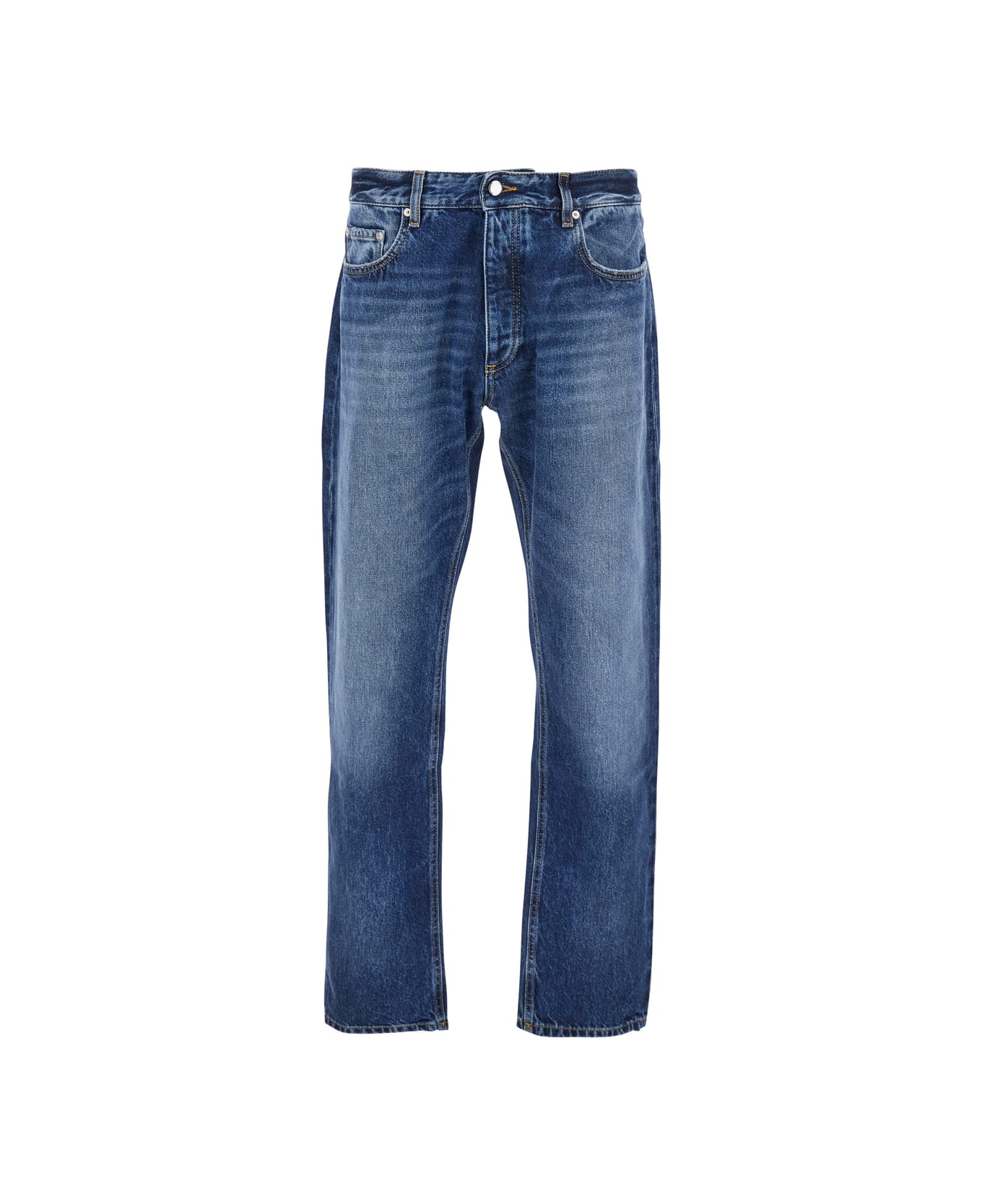 Icon Denim 'kanye' Blue 5-pocket Jeans With Logo Patch In Cotton Denim Man - Blu