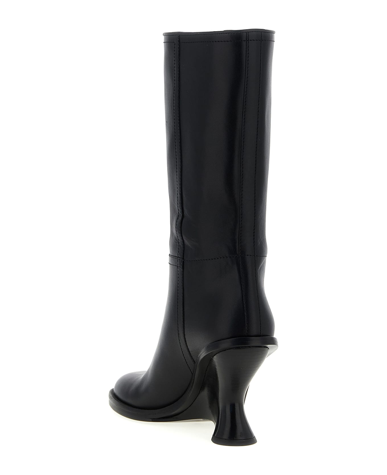 Dries Van Noten Curved Wedge Heel Boots - Black