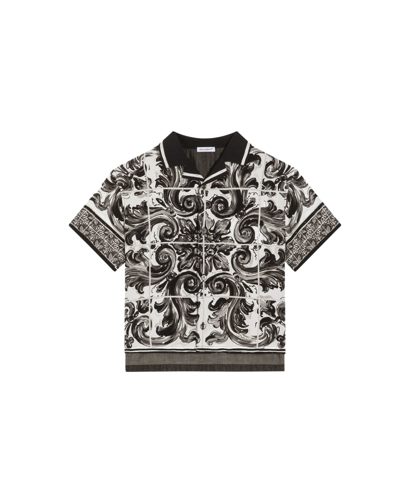 Dolce 
Gabbana Dolce &amp; Gabbana Kids Shirt With Majolica Print - Black