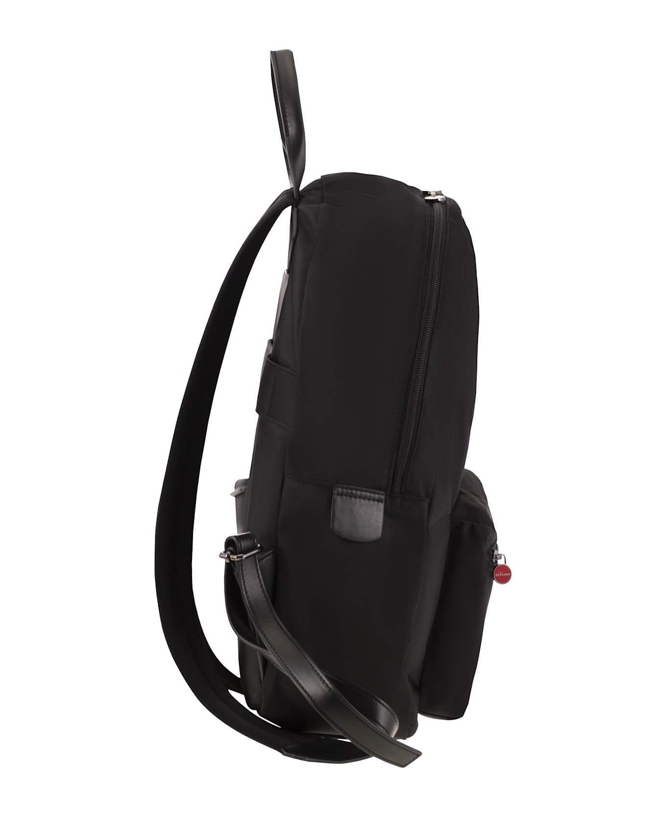 Kiton Technical Fabric Backpack With Logo - Black