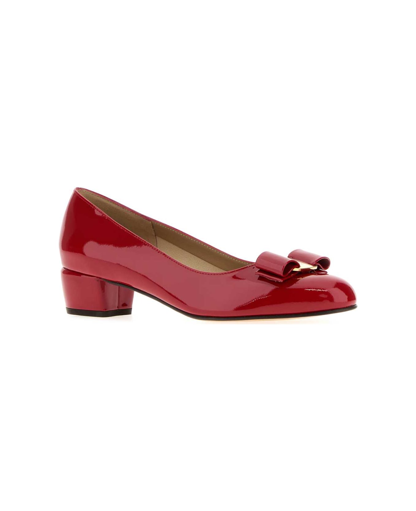 Ferragamo Red Leather Vara Pumps - ROSSO