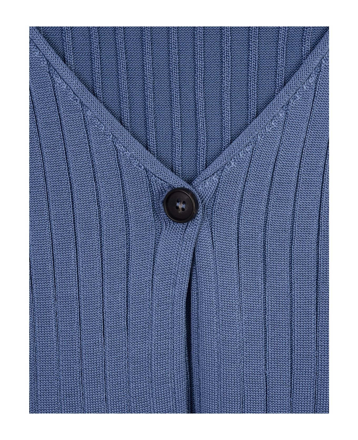 Marni Light Blue Ribbed Knit Short Cardigan - Blue カーディガン