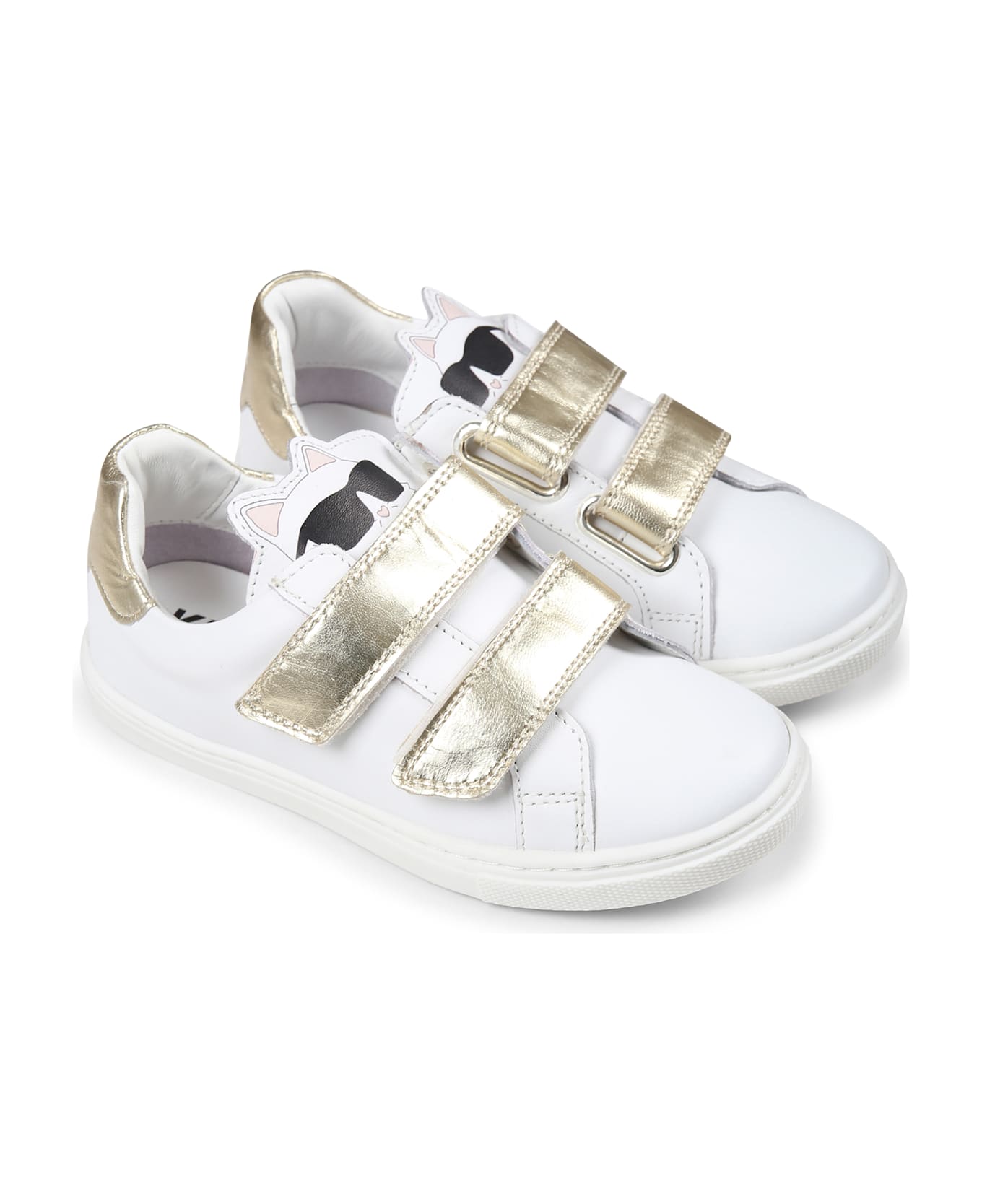 Karl Lagerfeld Kids White Sneakers For Girl With Choupette - White