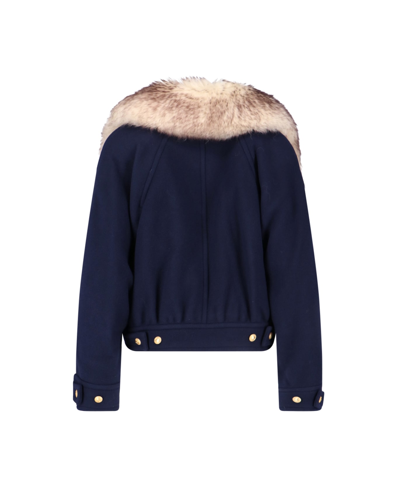 Chloé Double-breasted Coat With Fur Coat - Blue