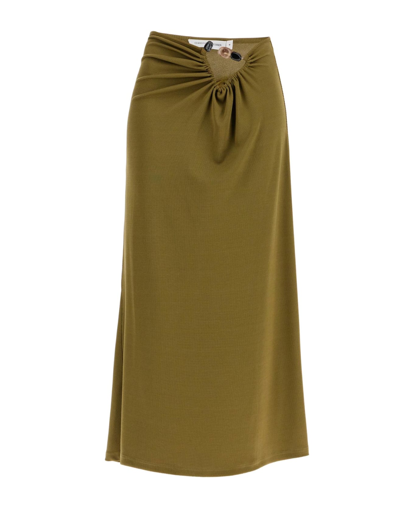 Christopher Esber Long Skirt With Stones - OLIVE (Green)