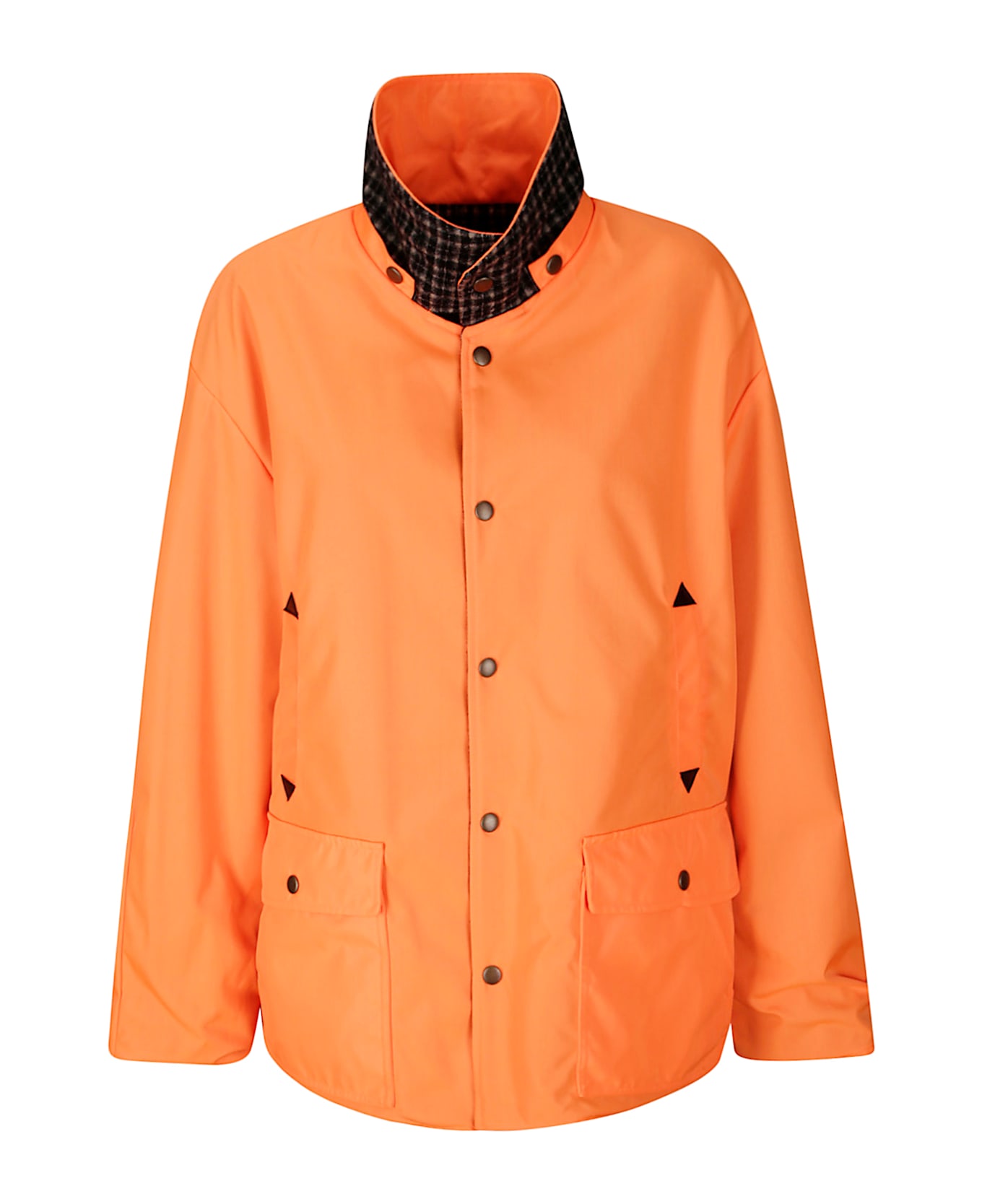 Maison Margiela Orange Fluo Cropped Reversable Jacket - Orange Fluo/Black Check