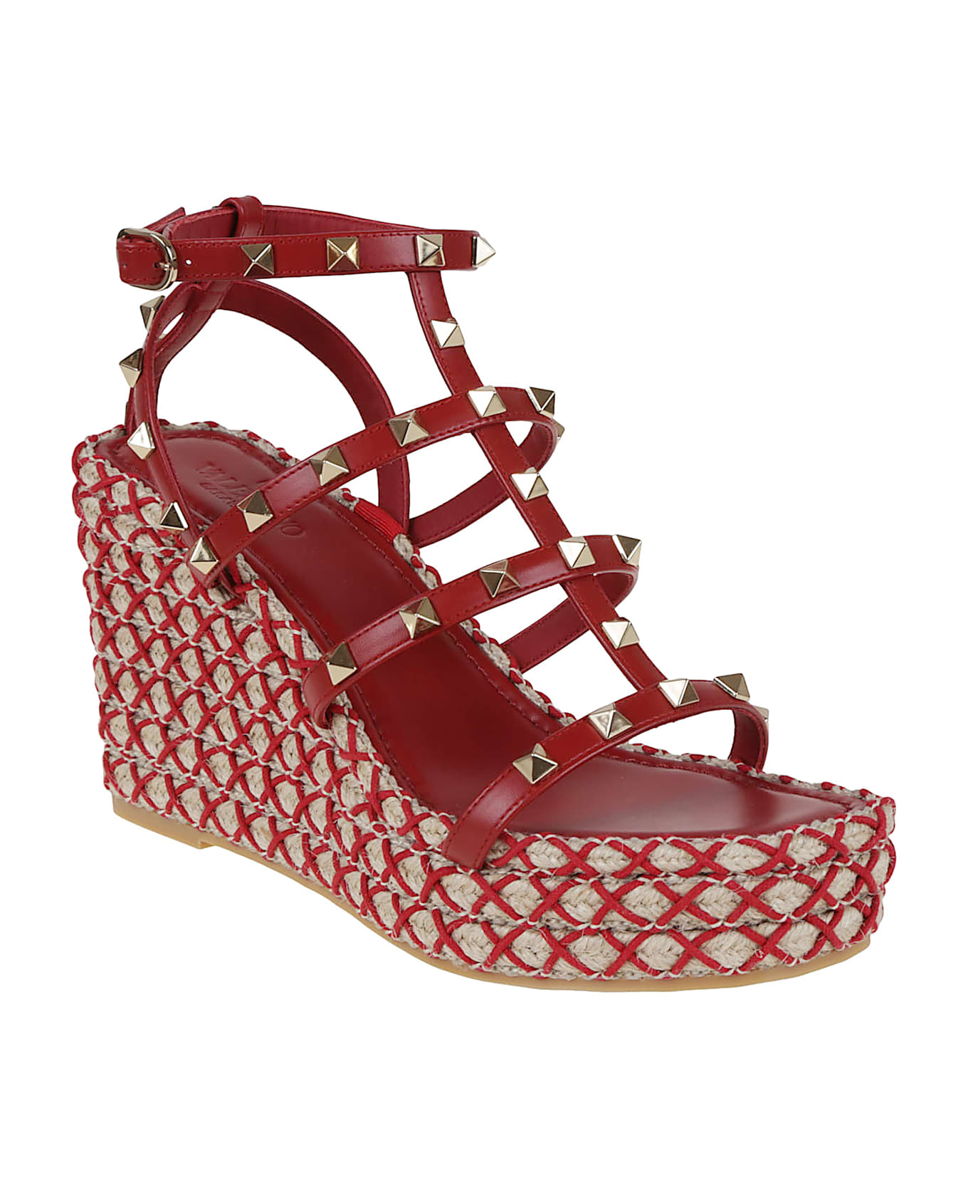 Valentino Garavani Wedge Espadrillas Rockstud Torchon T. 25/95 - Djb Classic Red Classic Red Naturale