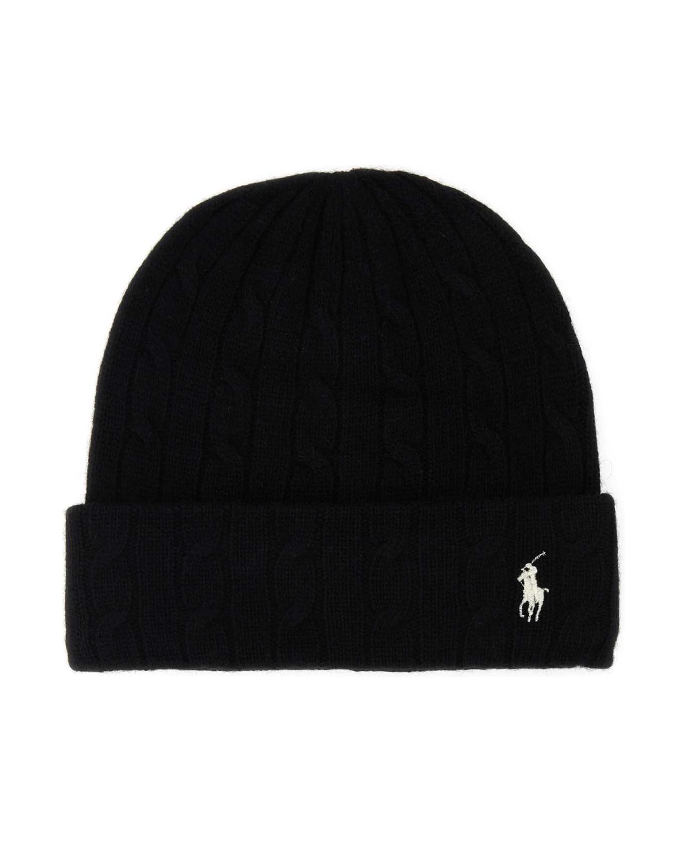 Polo Ralph Lauren Black Wool Blend Beanie Hat - 001 帽子