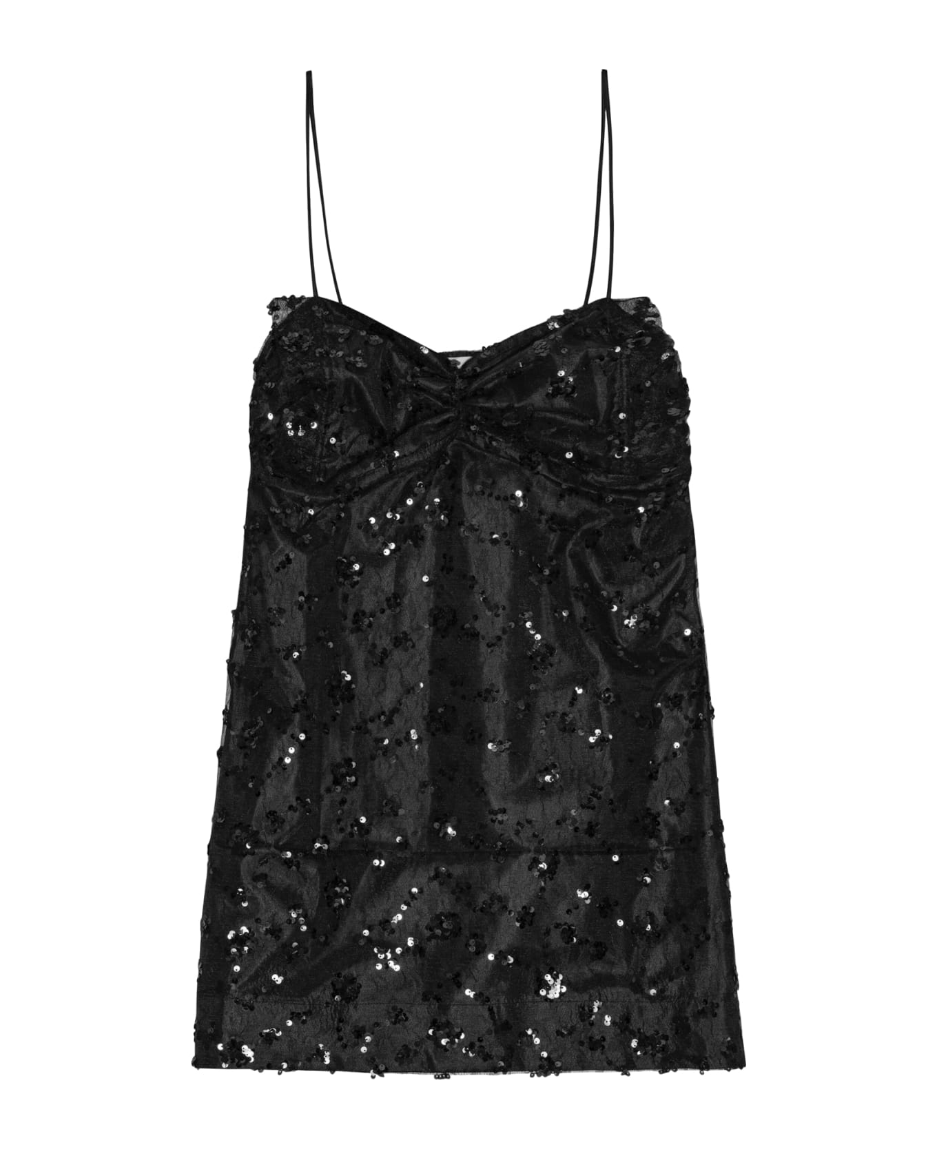 Ganni Sequin Lace Mini Dress - Black