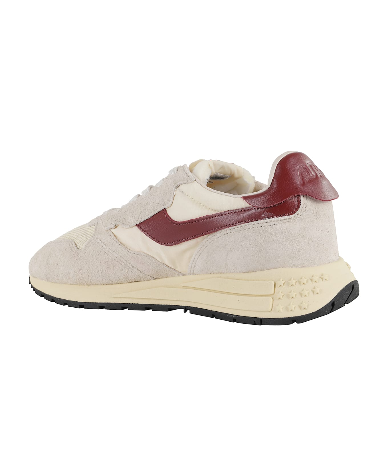 Autry 'reelwind' Beige Low Top Sneakers With Logo Patch Ontongue And Side In Suede Man - Ecru Rubwine