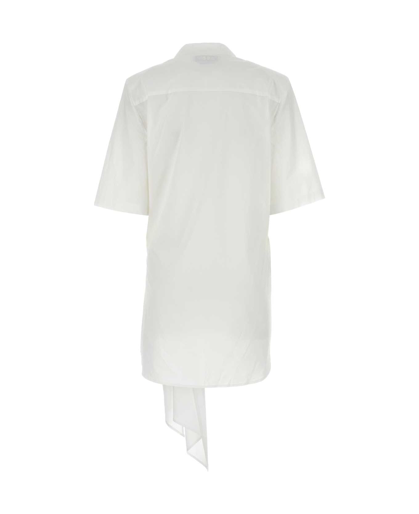 MSGM White Poplin Mini Dress - White
