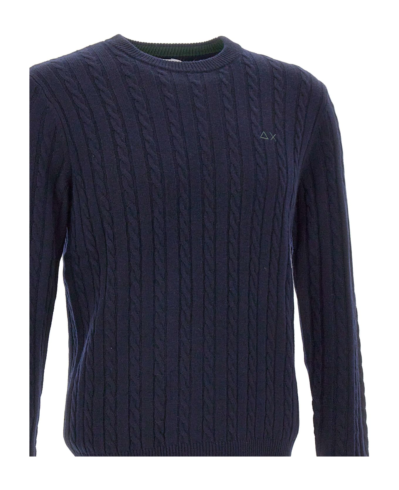 Sun 68 'round Cable' Wool And Viscose Pullover - Blu