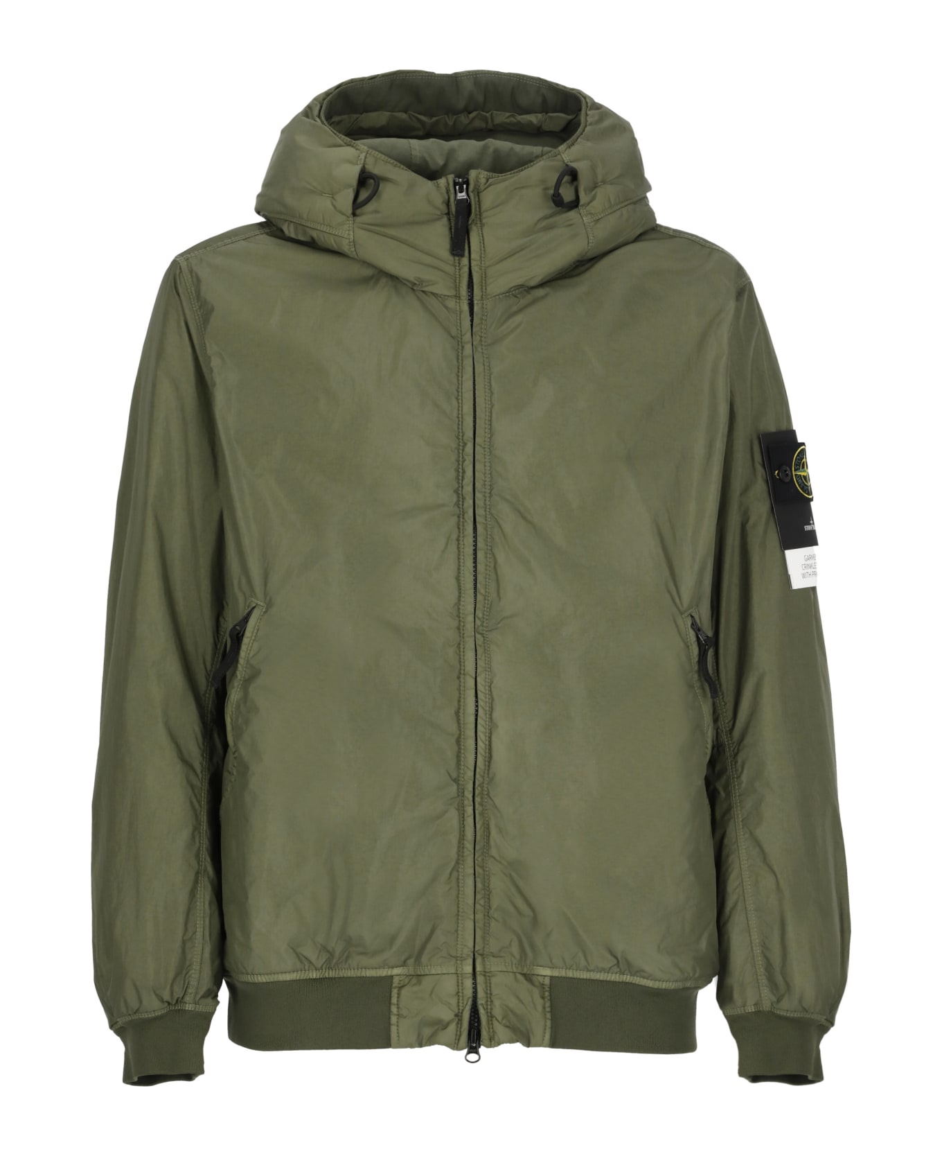 Stone Island Padded Jacket With Logo - Green