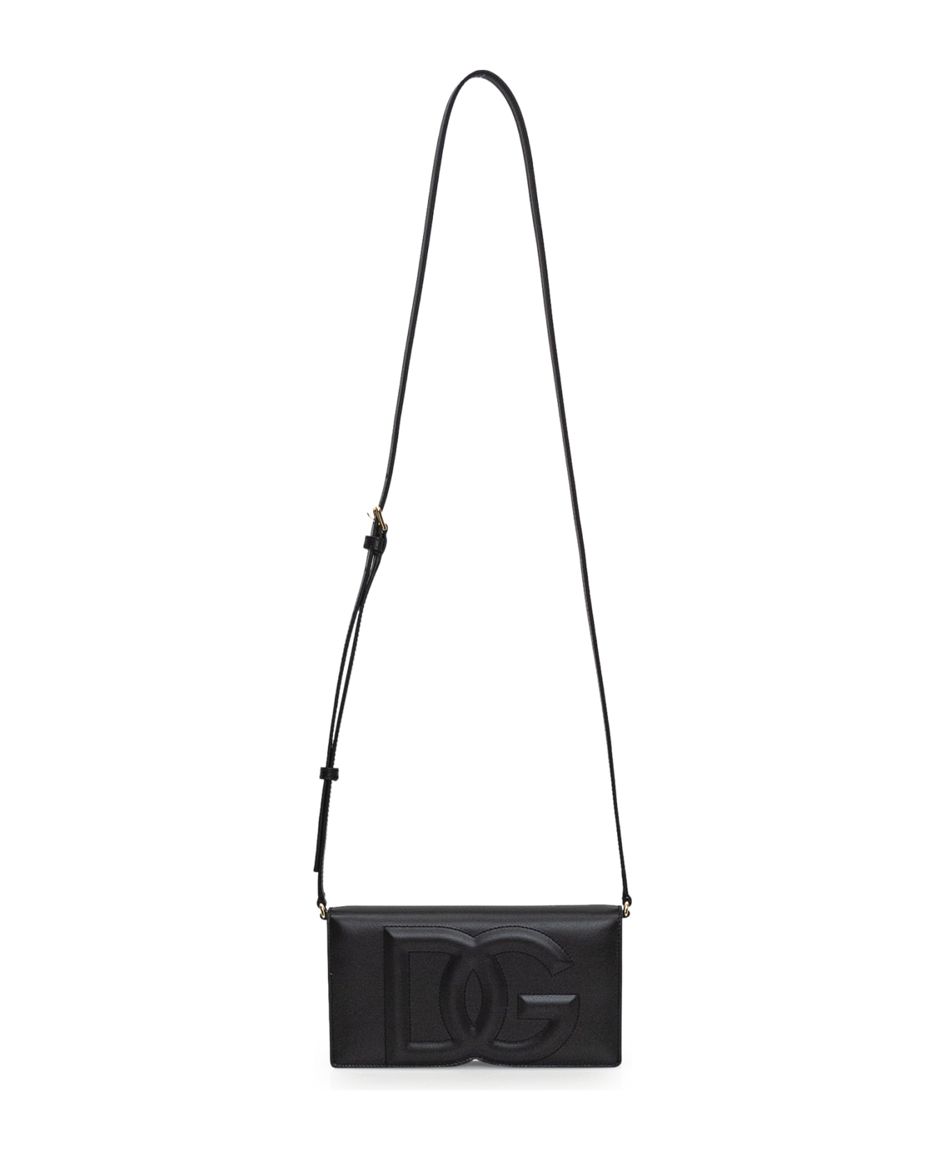 Dolce & Gabbana Leather Phone Bag With Logo - Nero クラッチバッグ
