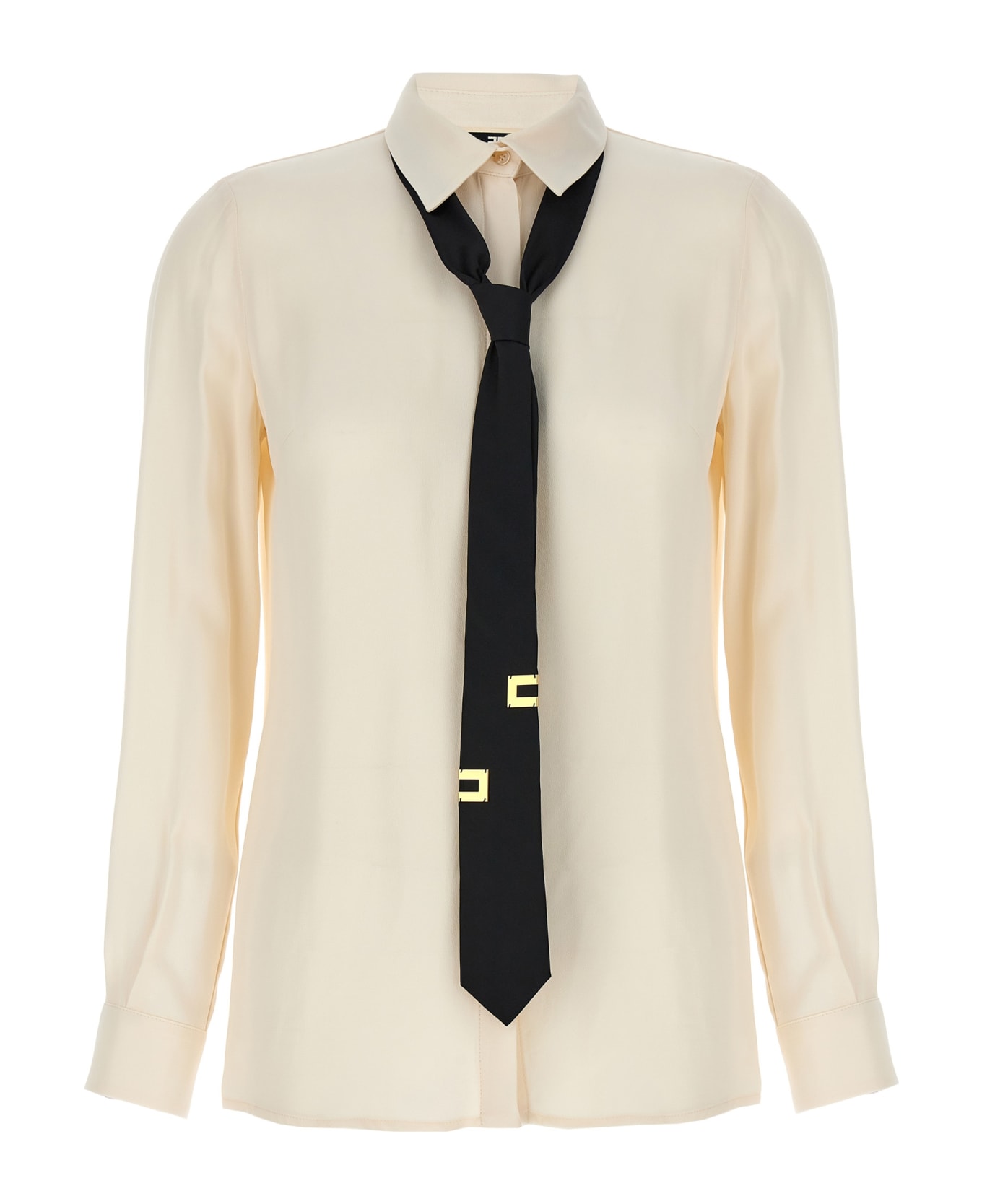 Elisabetta Franchi White Shirt With Tie - White/Black