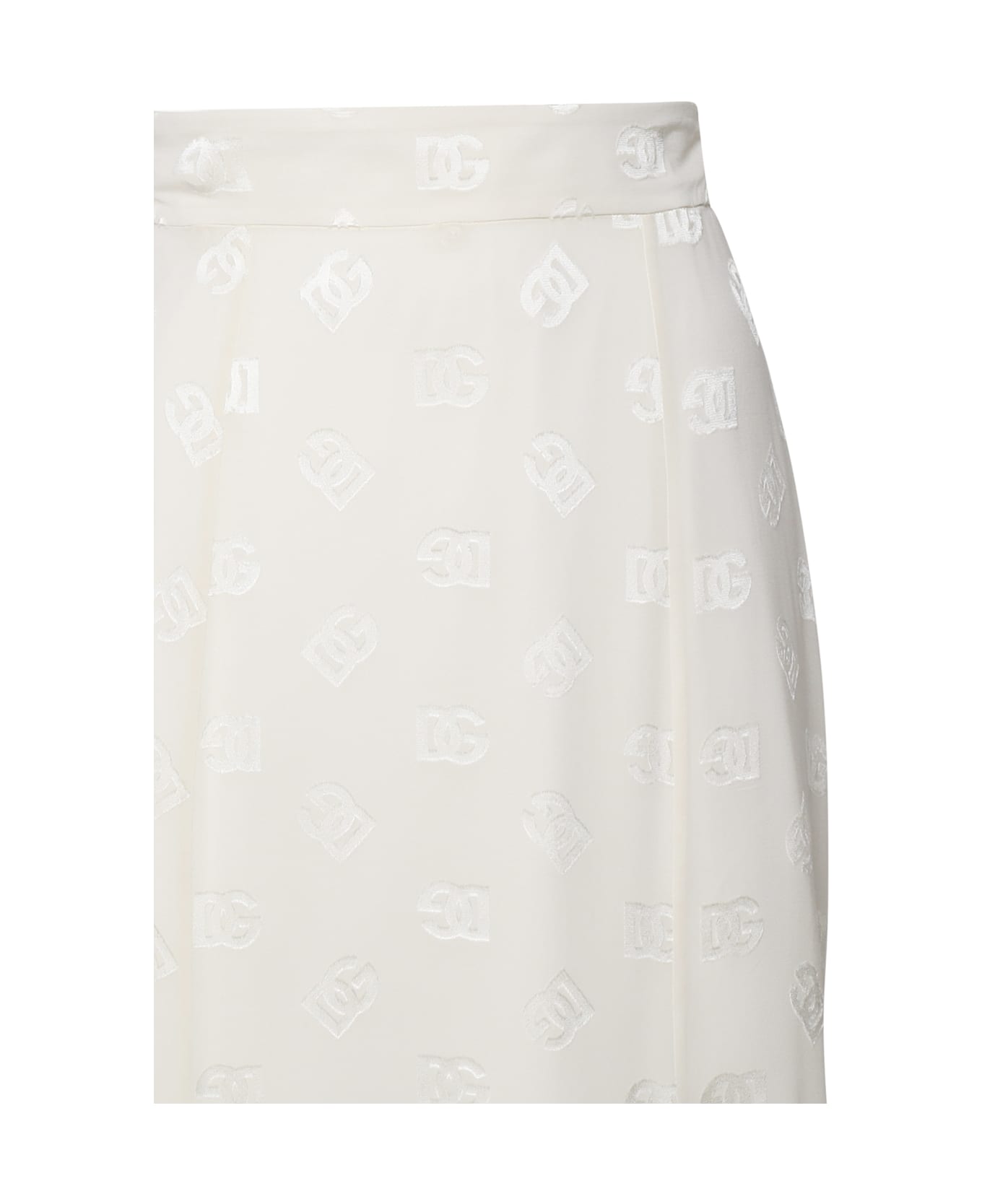 Dolce & Gabbana Godet Skirt In Devoré Silk - White