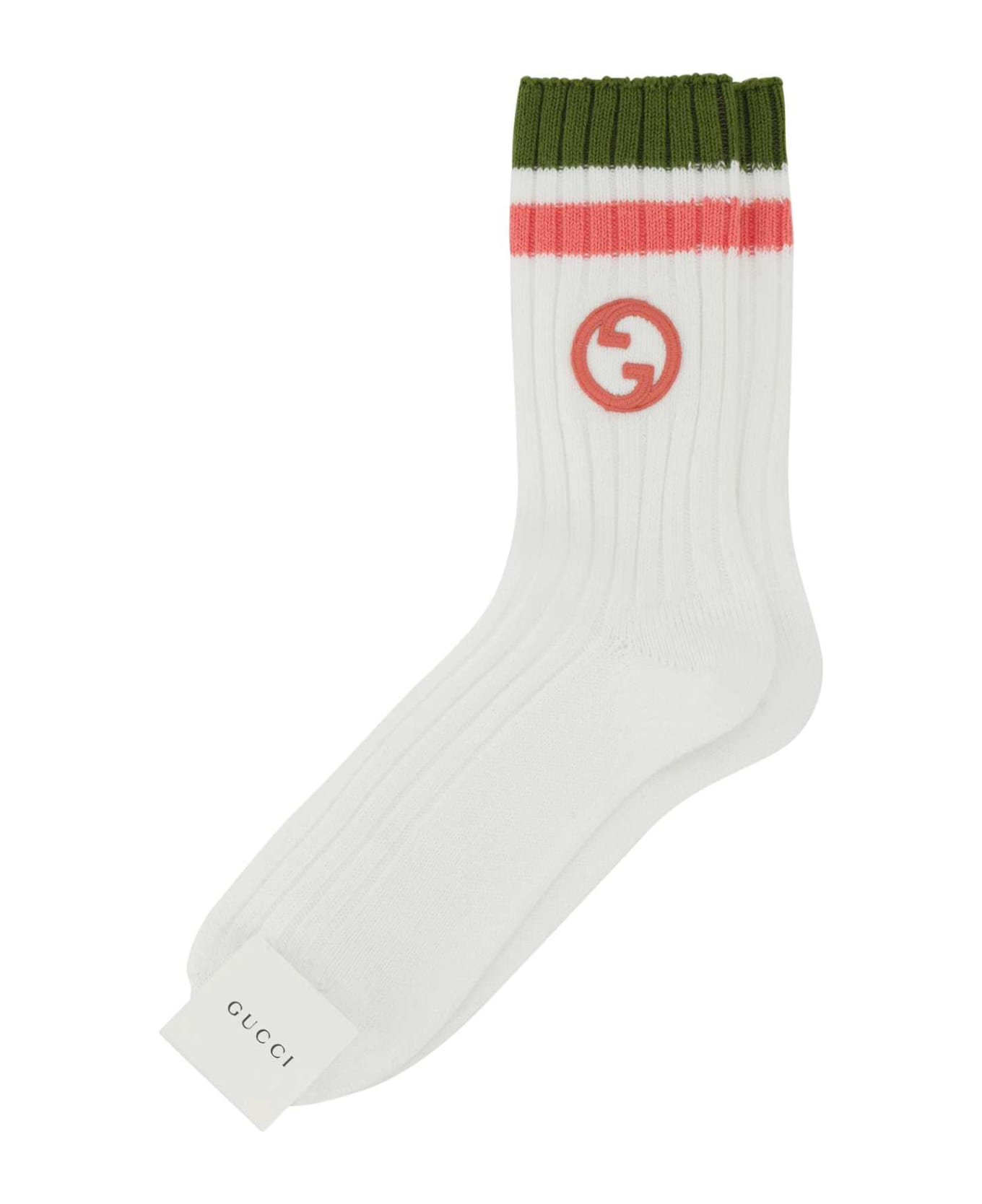 Gucci White Stretch Cotton Blend Socks - IVORYPINK