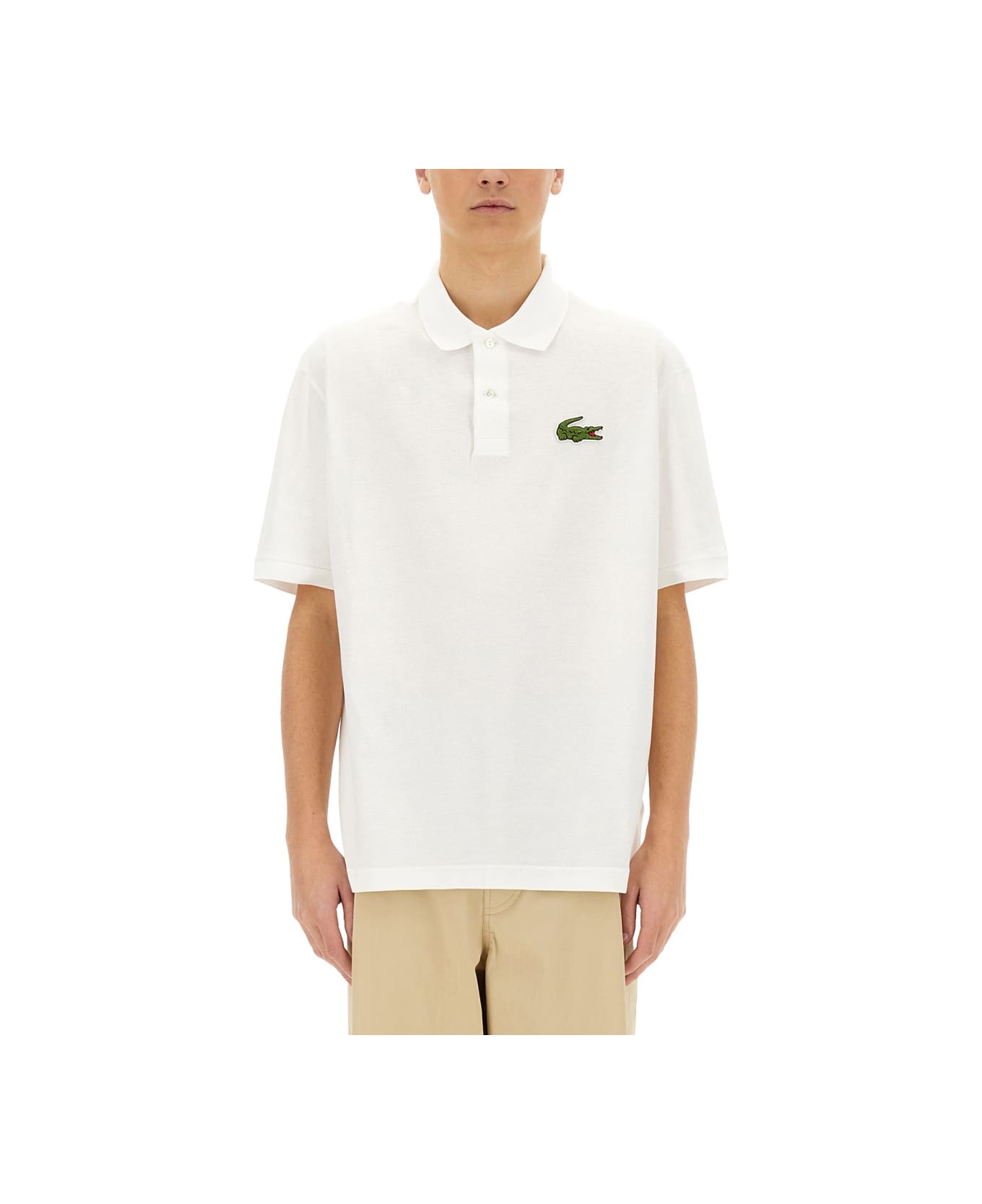 Lacoste Loose Fit Pique Polo Shirt - WHITE