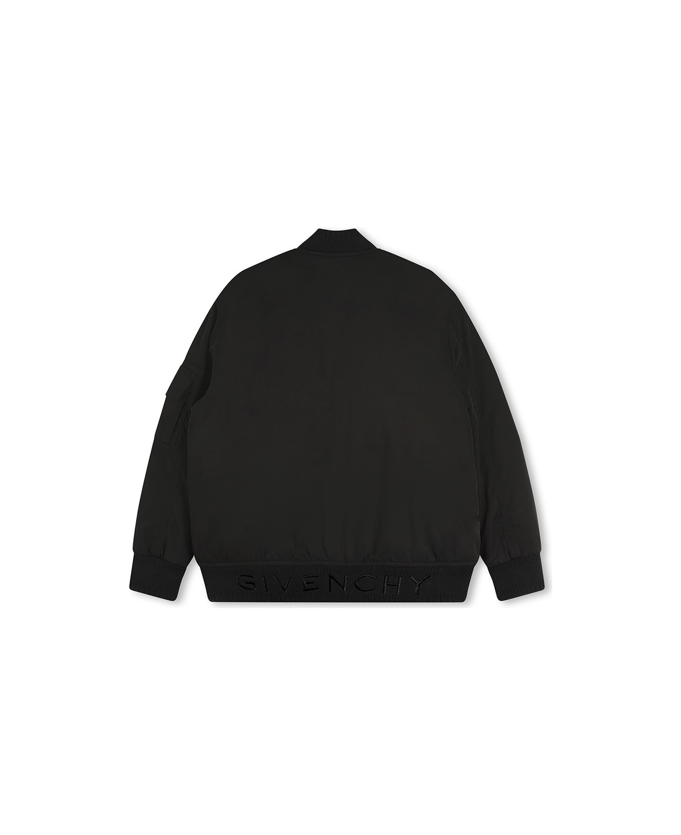 Givenchy Black Fabric Bomber Jacket With Logo Application - Black