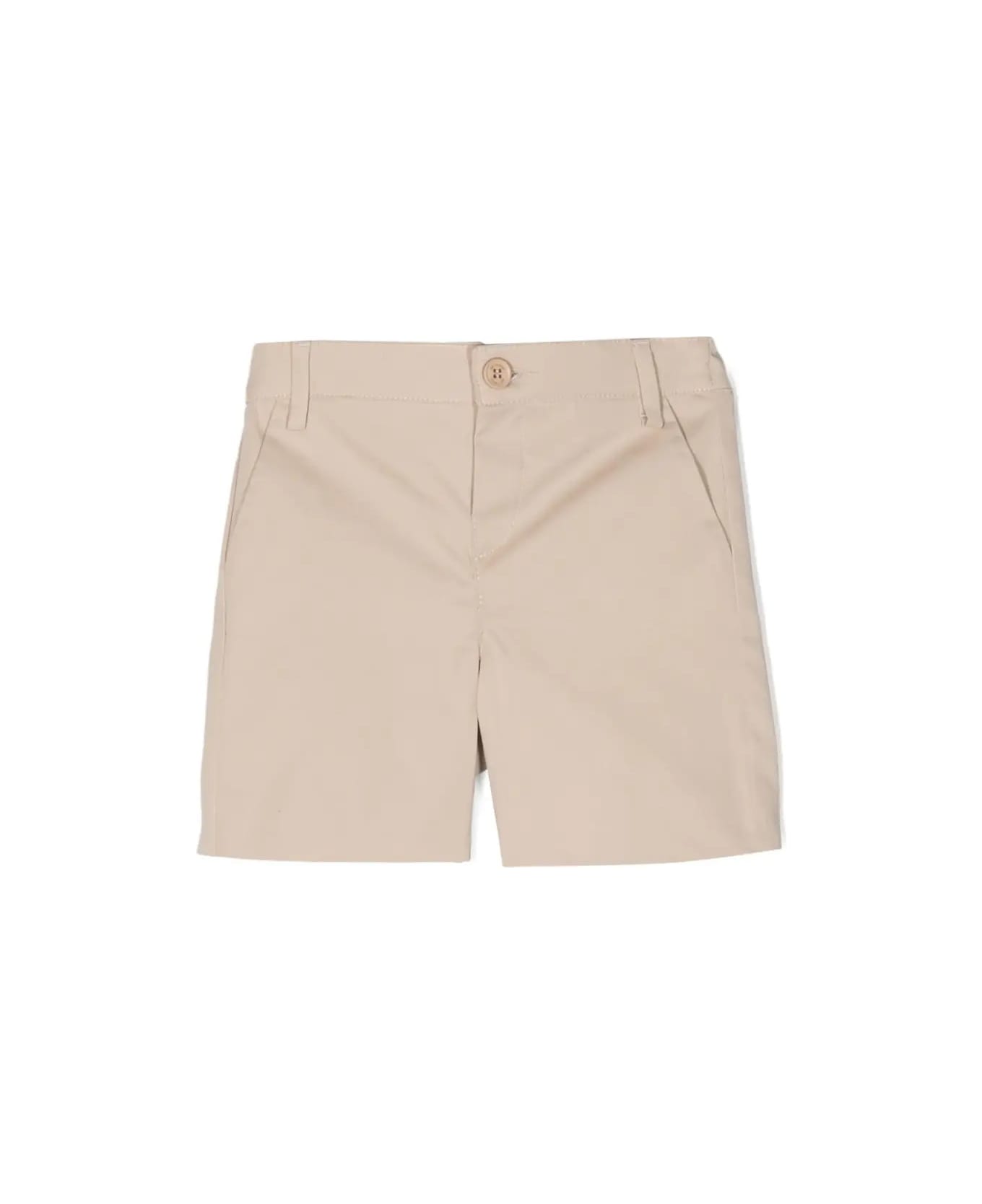 Etro Beige Twill Shorts With Embroidery - Brown
