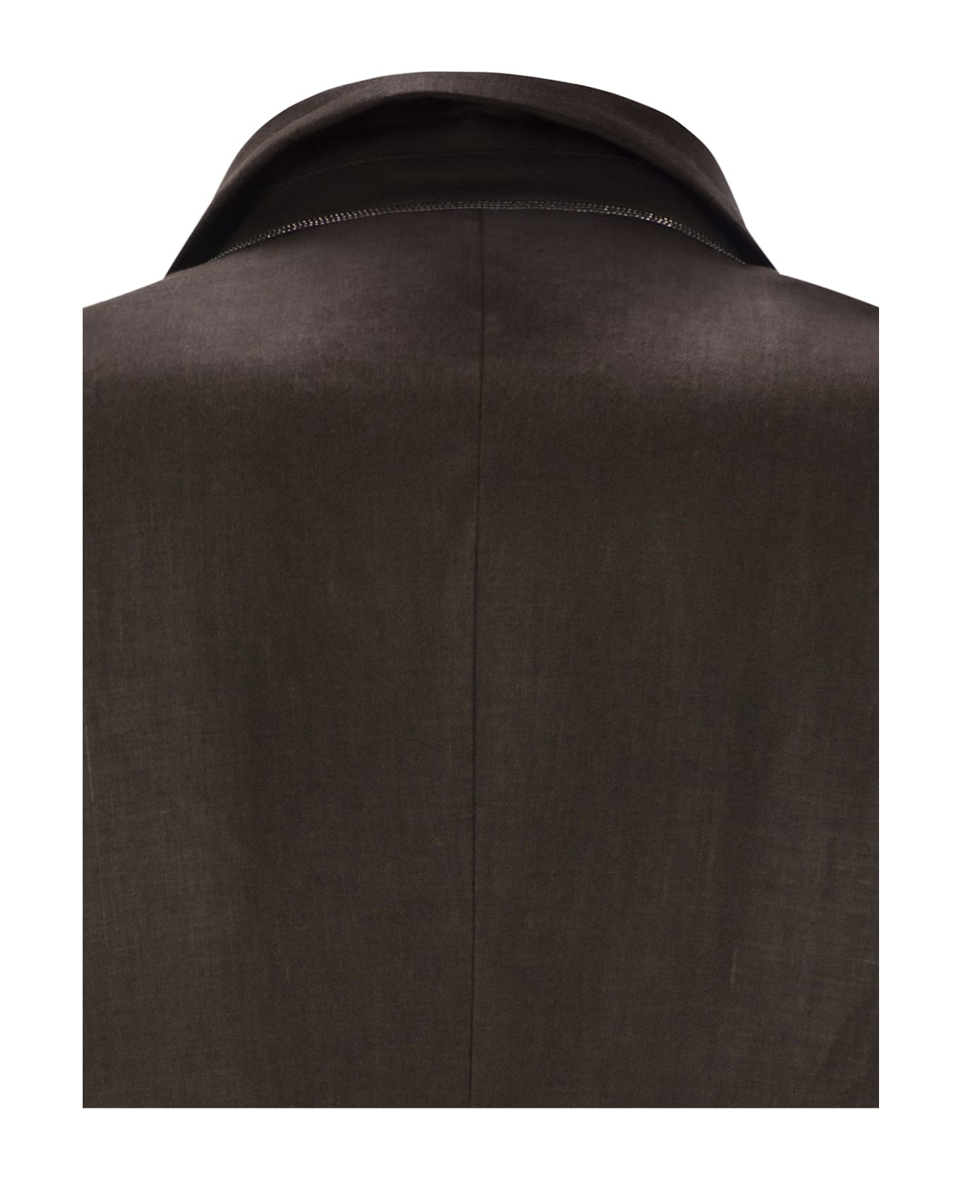 Brunello Cucinelli Shiny Linen Twill Jacket With Necklace - Brown