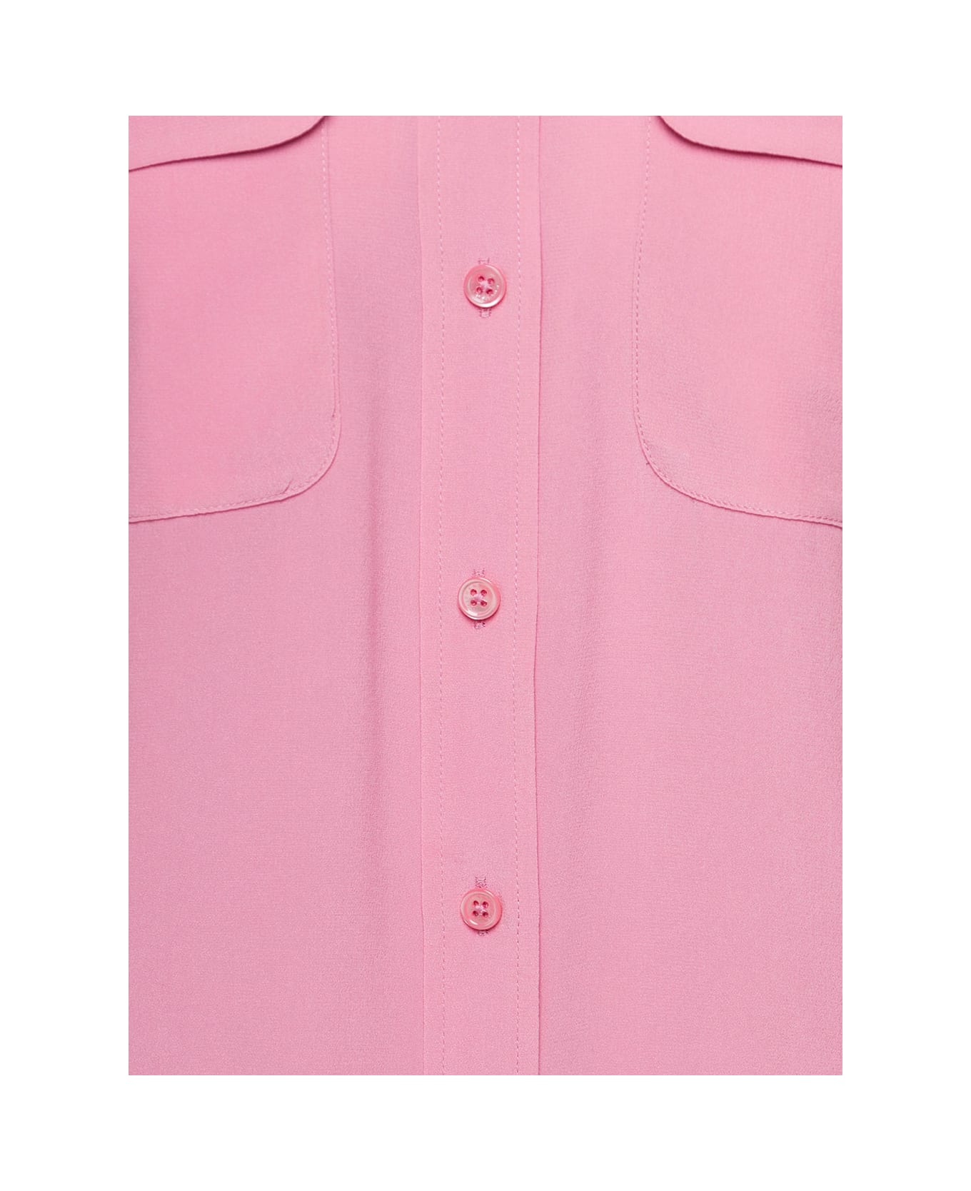 Equipment Pink Shirt With Patch Pockets With Flap In Silk Woman - Wild Rose