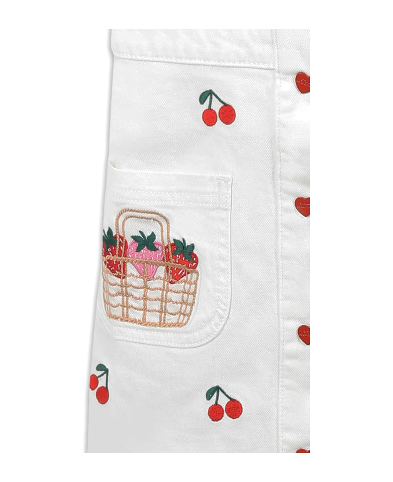 Stella McCartney Kids White Dungarees For Girl With Cherries - White