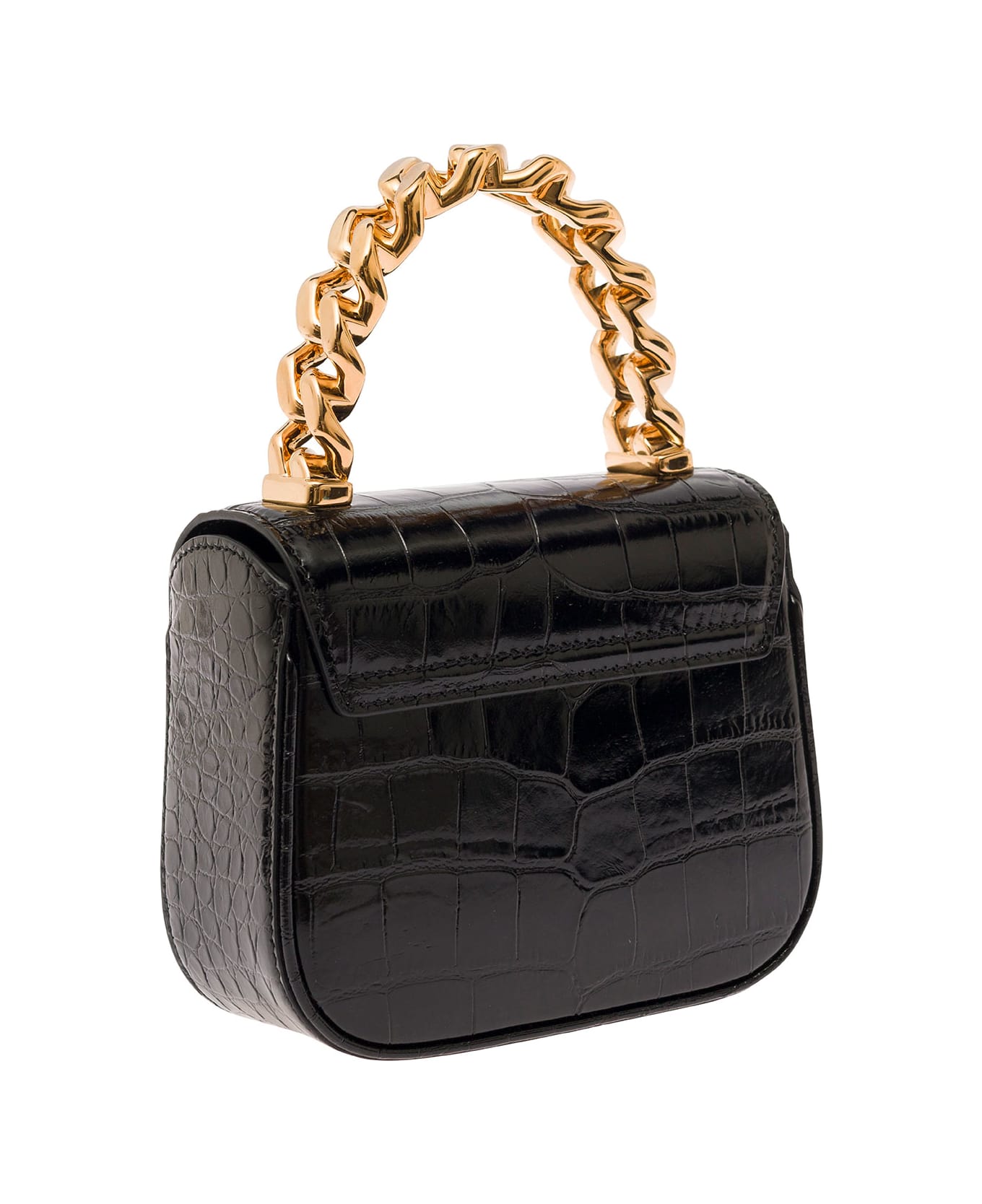 Versace Mini Top Handle Croco Leather - Black