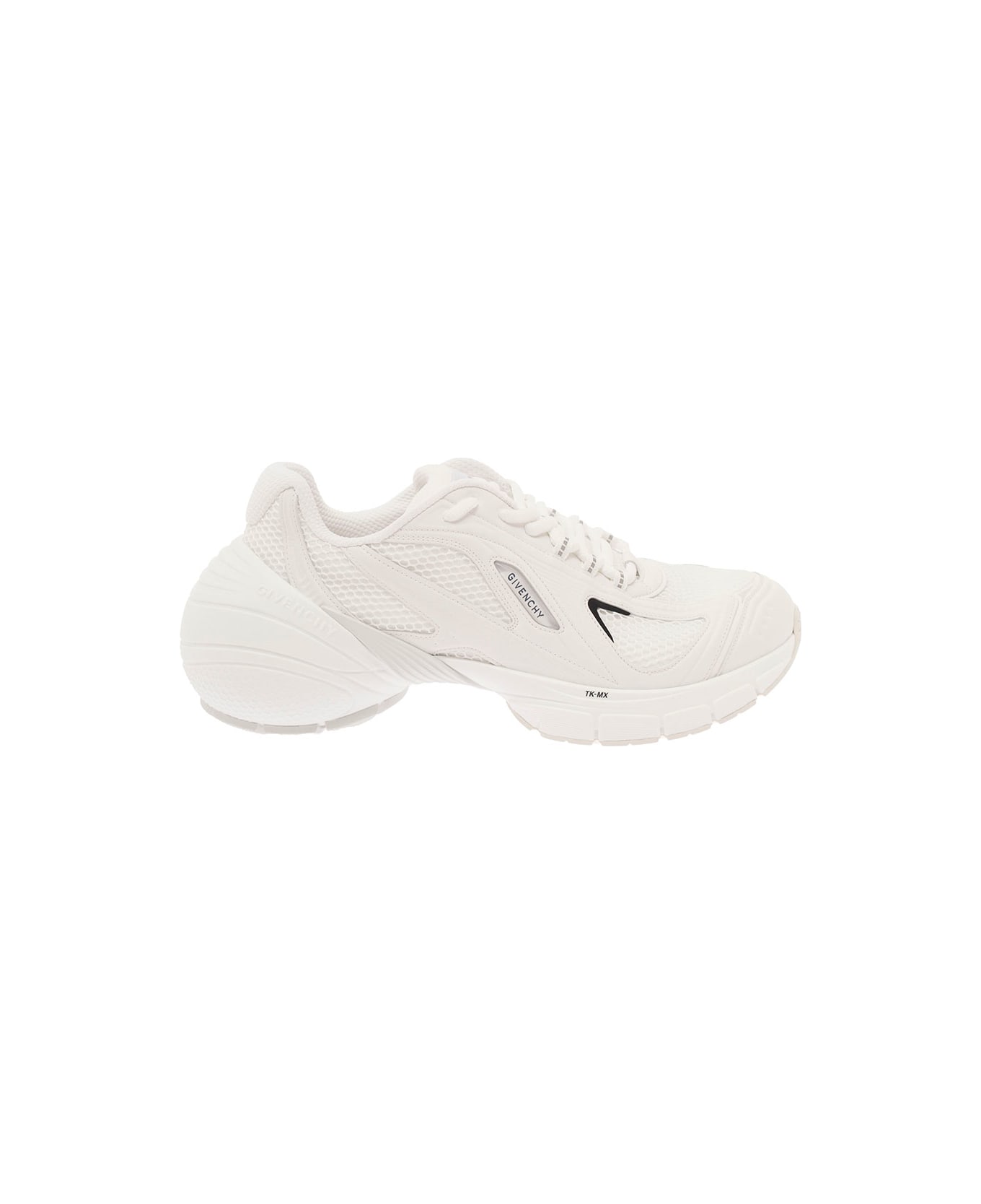 Givenchy 'tk-mx' White Low Top Sneakers With Side Logo Print In Mesh And Faux Leather Man - White