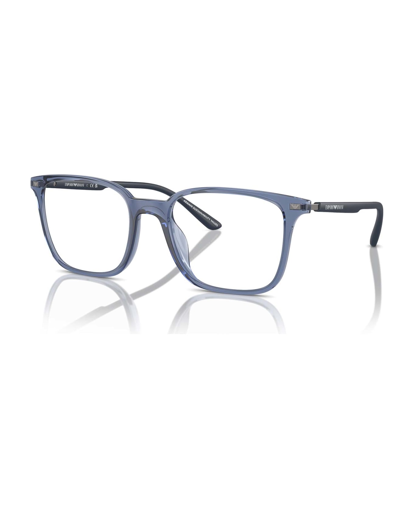 Emporio Armani Ea3242u Shiny Transparent Blue Glasses - Shiny Transparent Blue