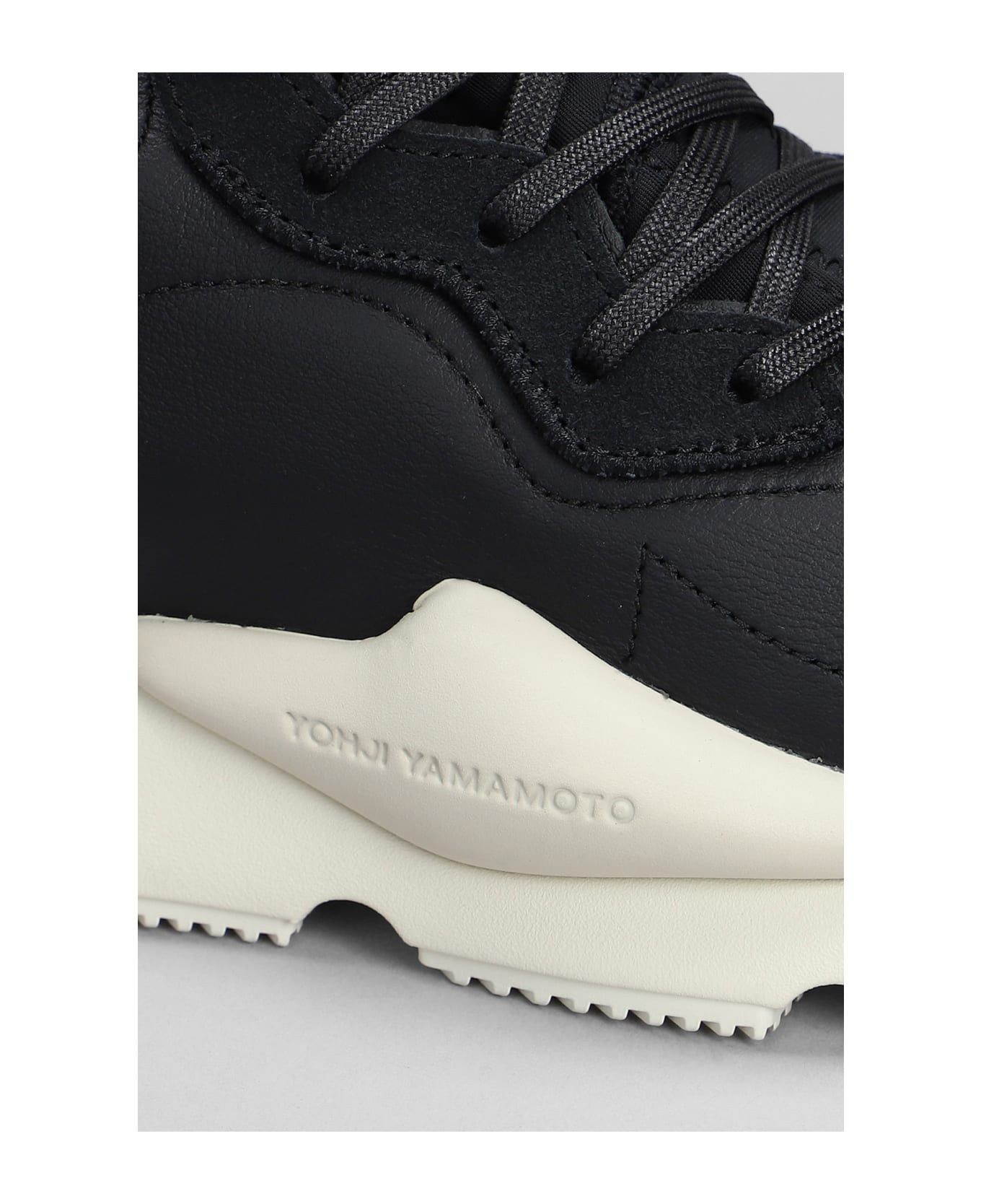 Y-3 Black Leather Blend Sneakers - Black/owhite/cbro スニーカー