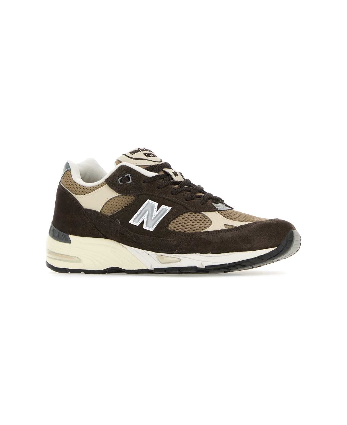 New Balance Brown Suede And Mesh 991v1 Sneakers - BROWN