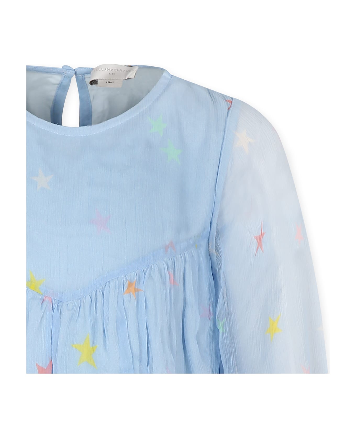 Stella McCartney Kids Light Blue Dress For Girl With Stars - Light Blue