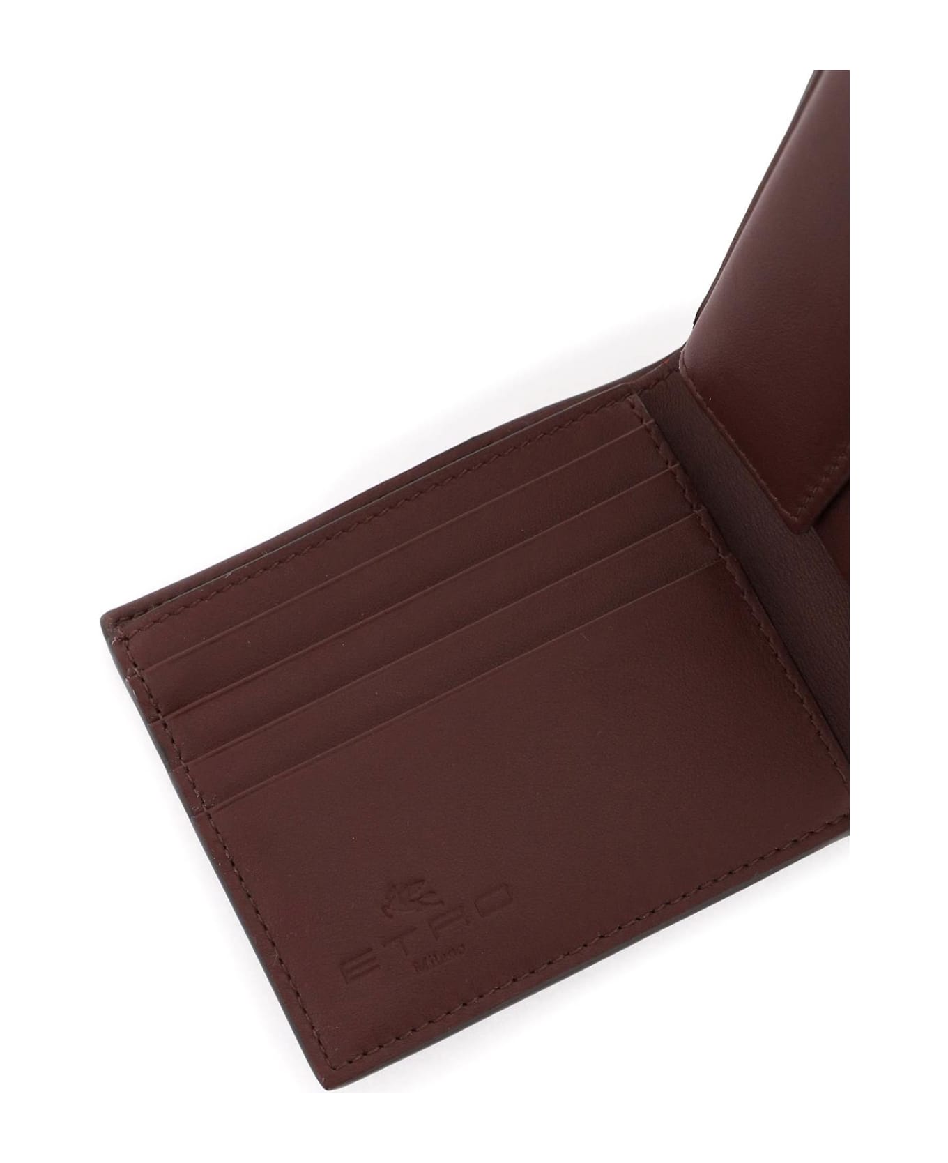Etro Paisley Bifold Wallet With Pegaso Logo - Brown 財布