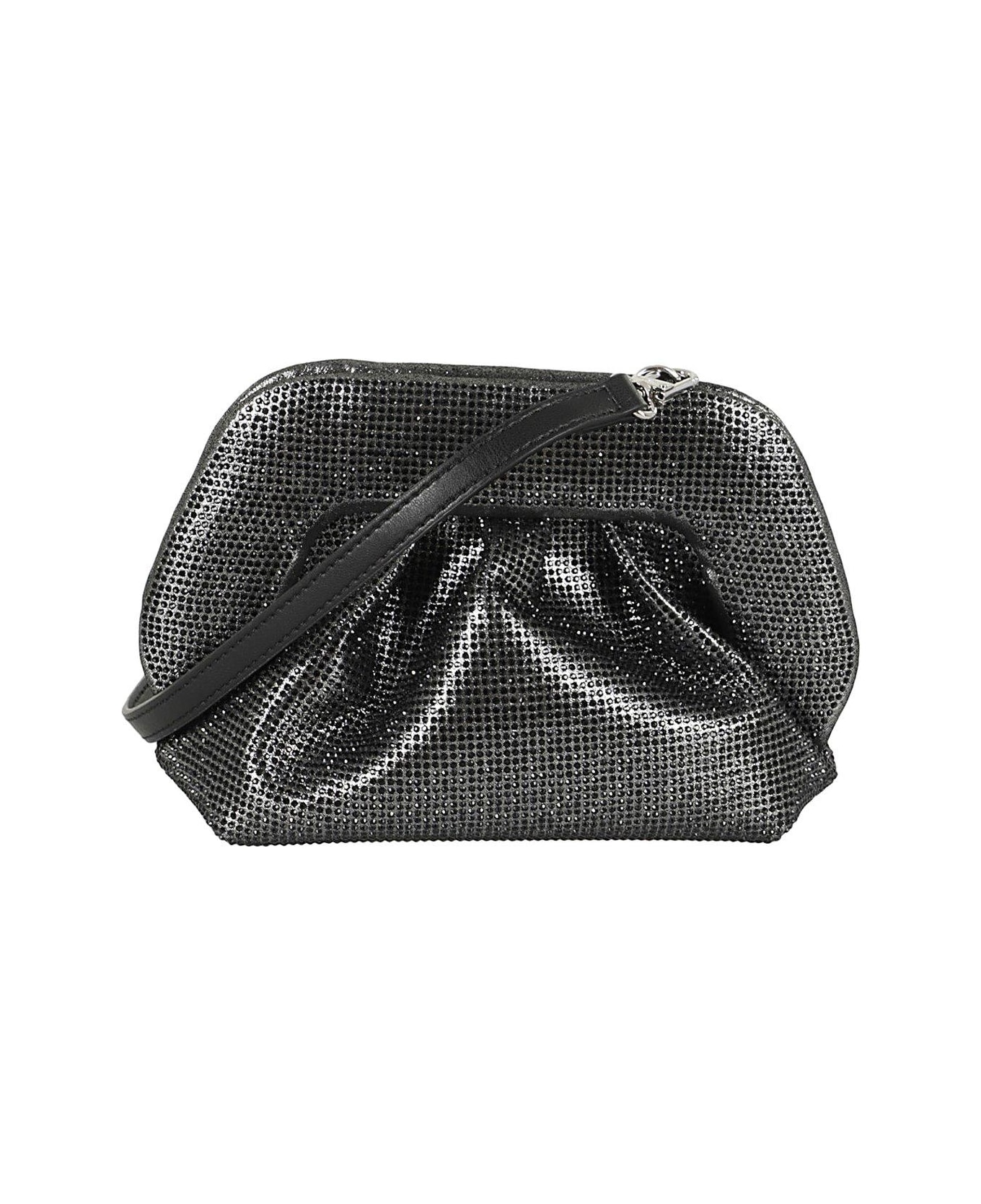 THEMOIRè Gea Ruched Embellished Clutch Bag - Black