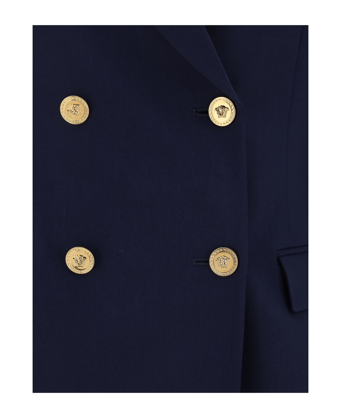 Versace Logo Patched Dinner Jacket - Navy Blue ブレザー