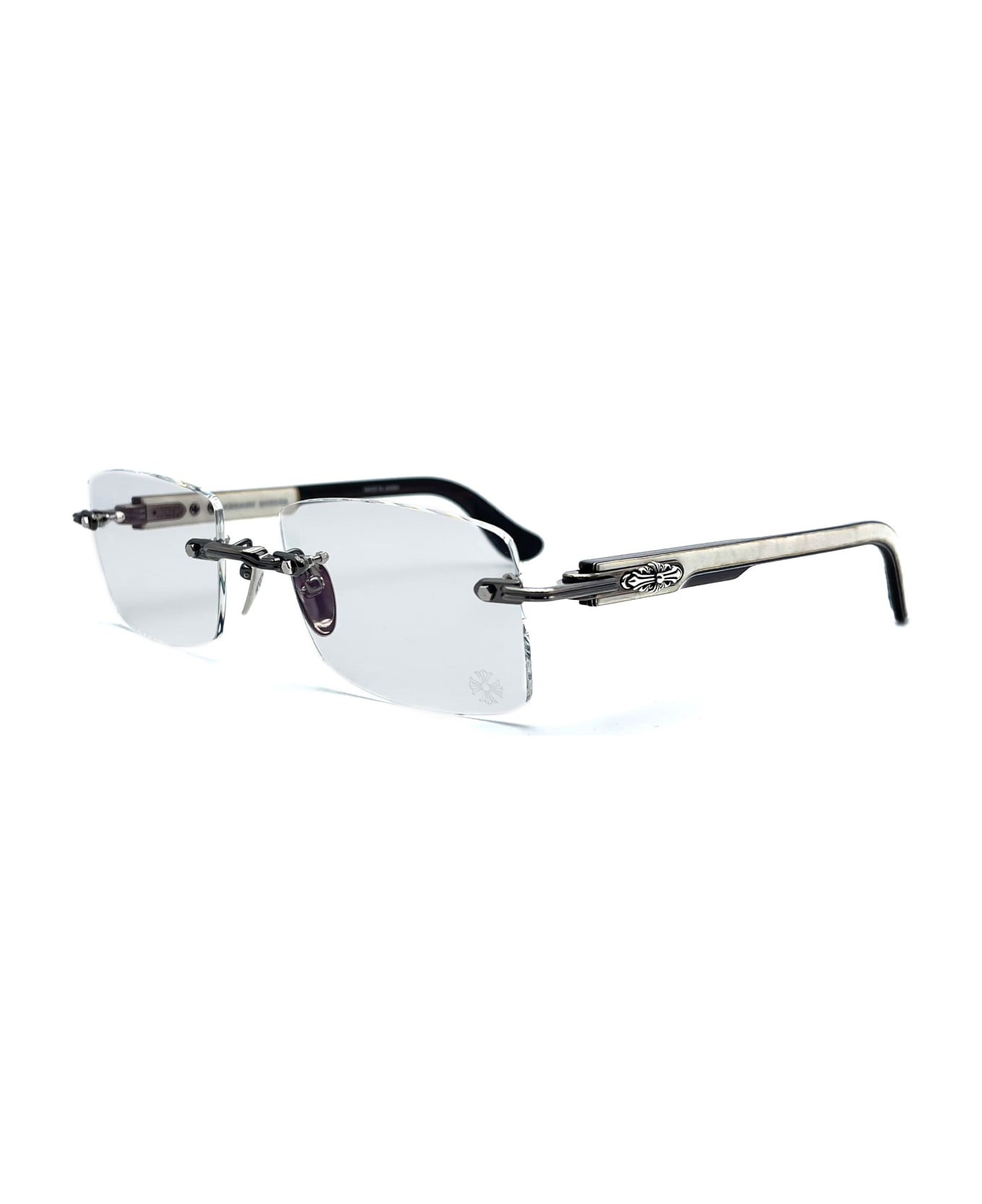 Chrome Hearts Deep Ii - Antique Silver/ White Ebony Wood Rx Glasses - White